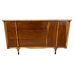 Vintage Stunning Modernist Figured Walnut and Oak Dresser by Tri-Bond Furniture