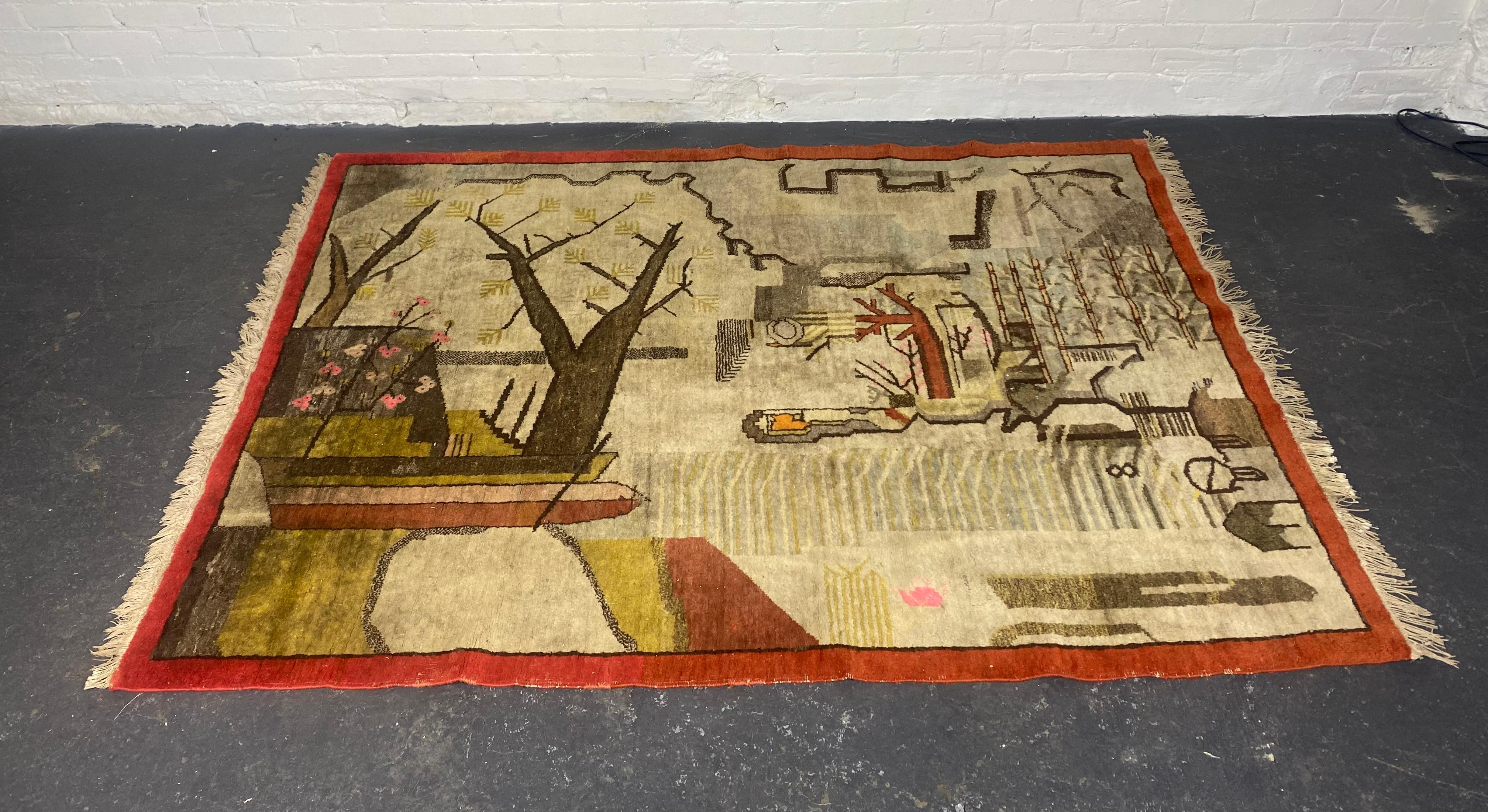 Stunning Modernist / Folk art / Chinese Art Deco rug , wall hanging For Sale 5