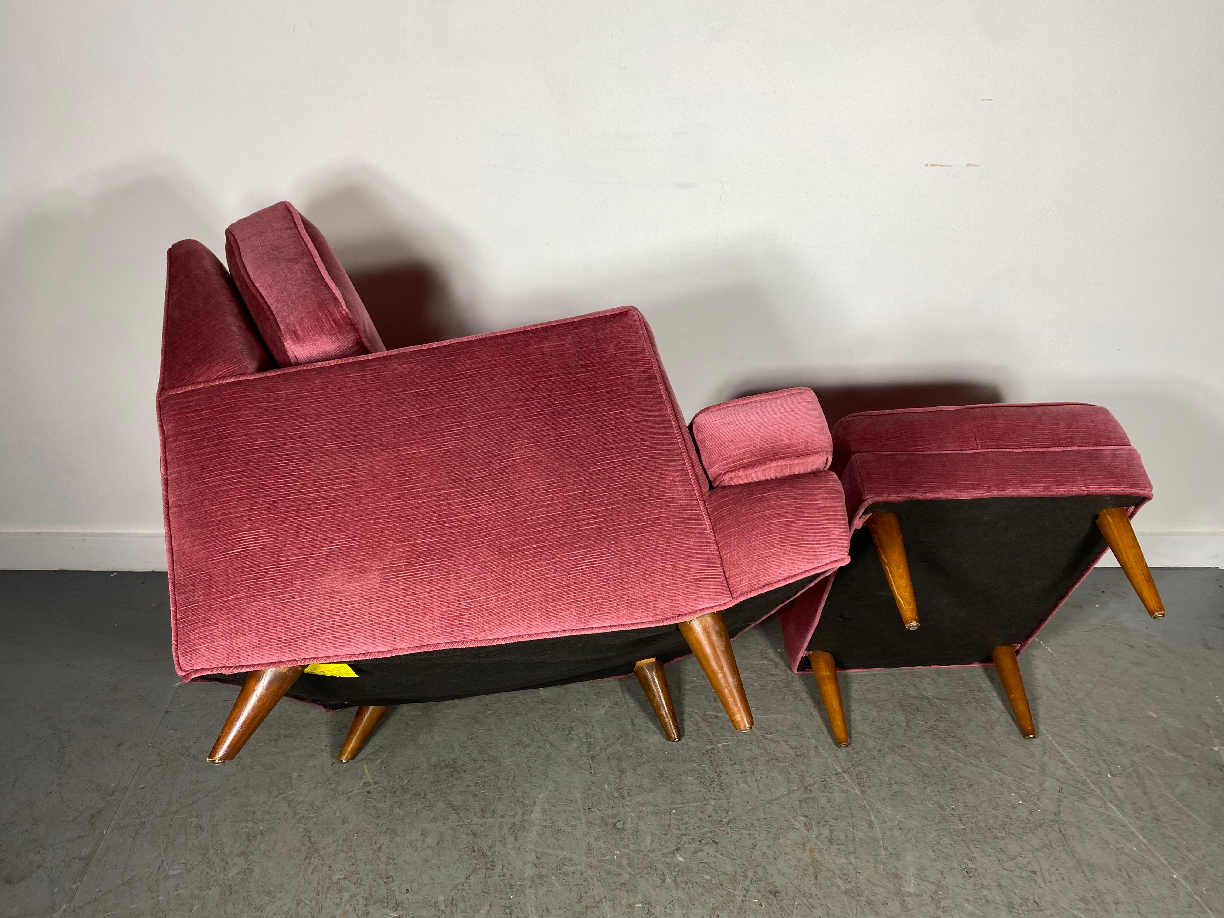 Superbe fauteuil de salon moderniste et Ott Oman de Roger Springer pour Dunbar en vente 4