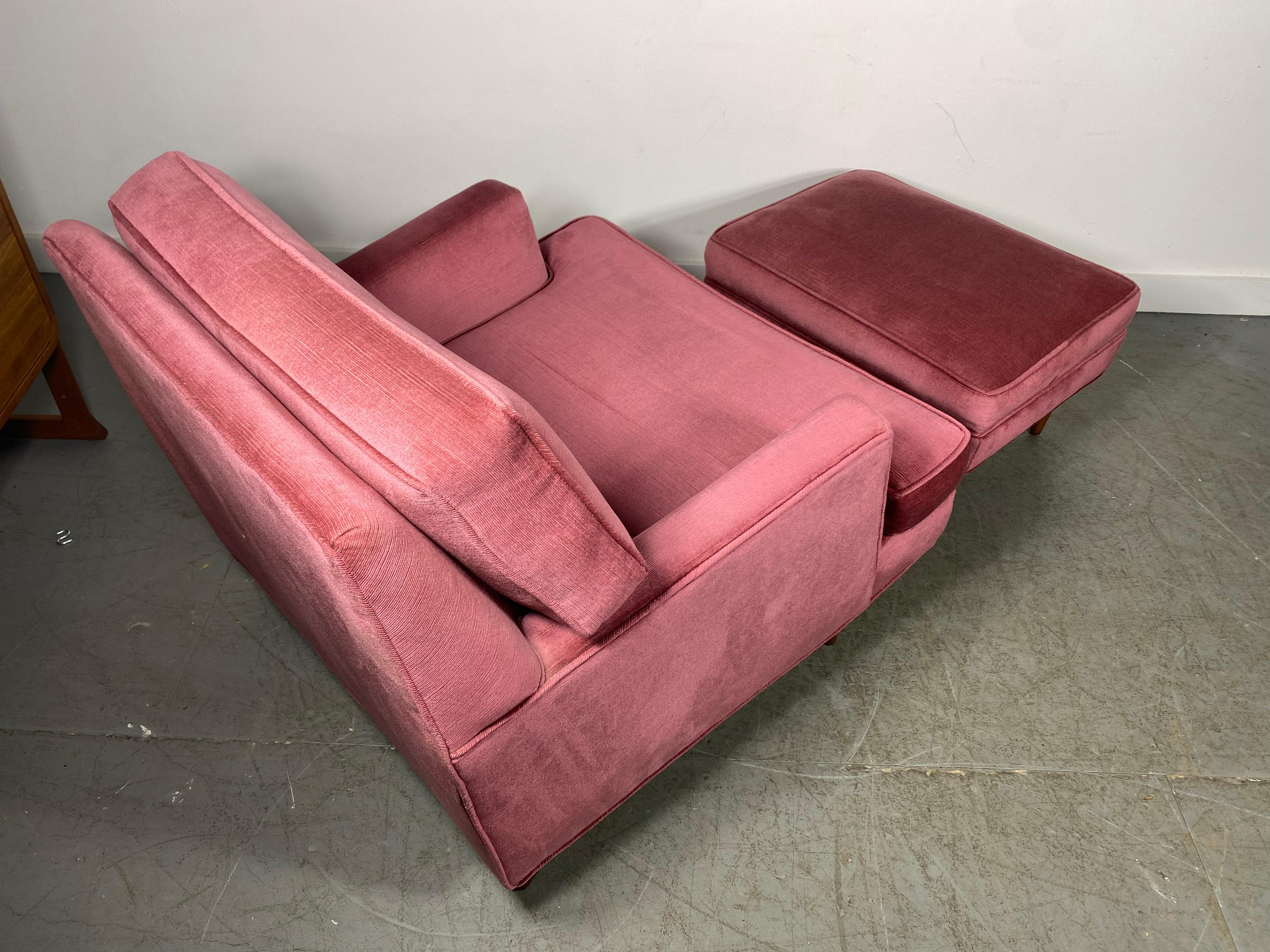 Mid-Century Modern Superbe fauteuil de salon moderniste et Ott Oman de Roger Springer pour Dunbar en vente