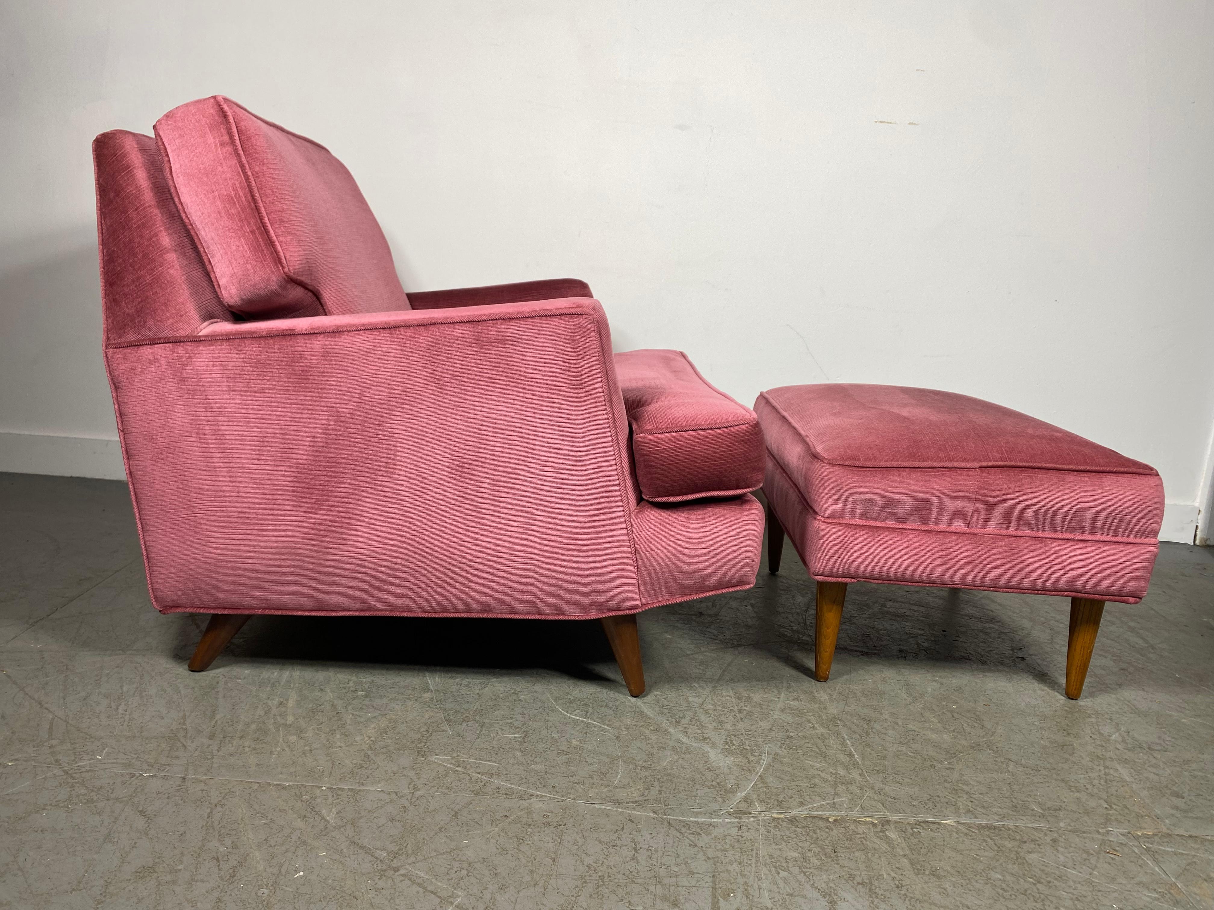 Américain Superbe fauteuil de salon moderniste et Ott Oman de Roger Springer pour Dunbar en vente