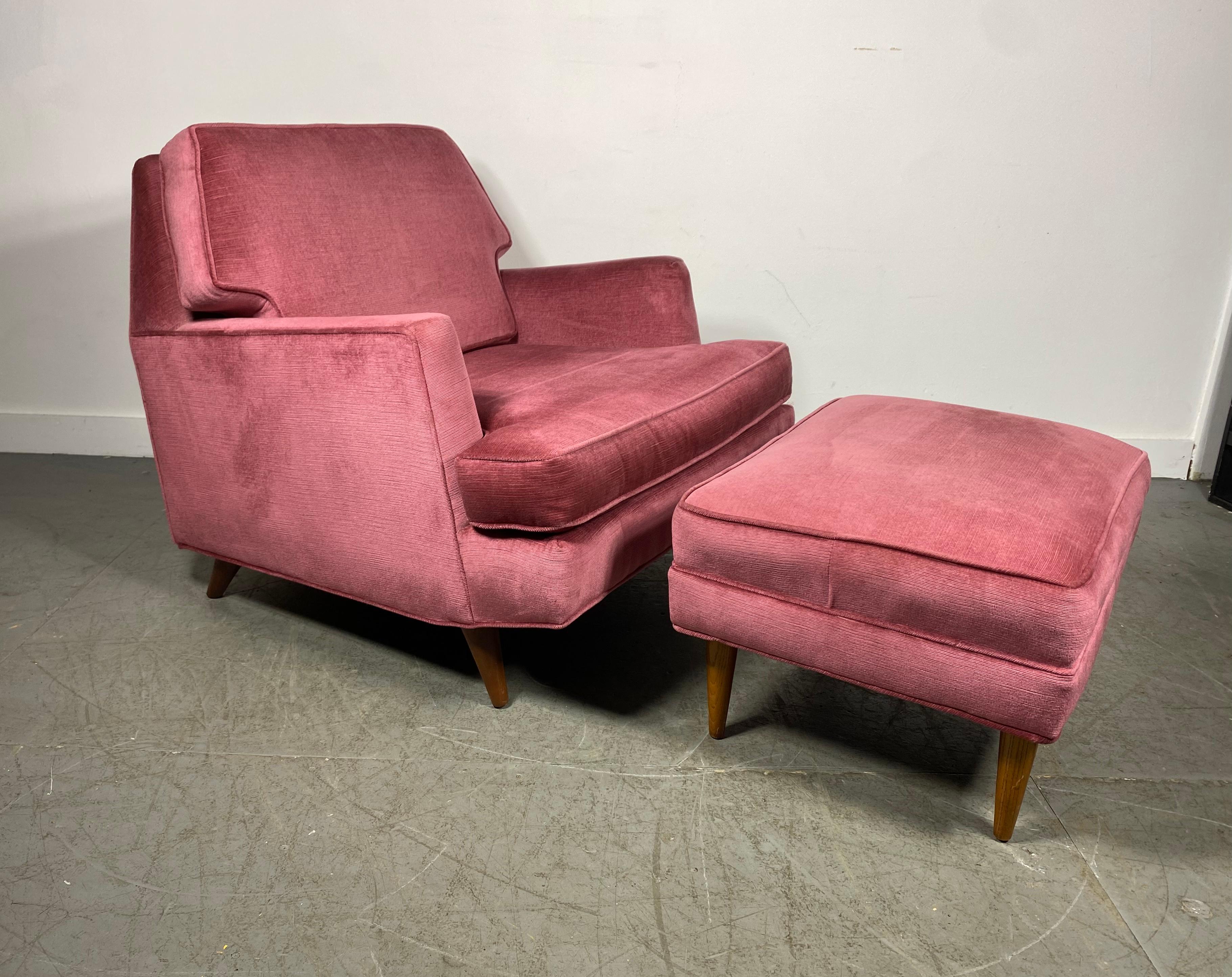 Superbe fauteuil de salon moderniste et Ott Oman de Roger Springer pour Dunbar Excellent état - En vente à Buffalo, NY