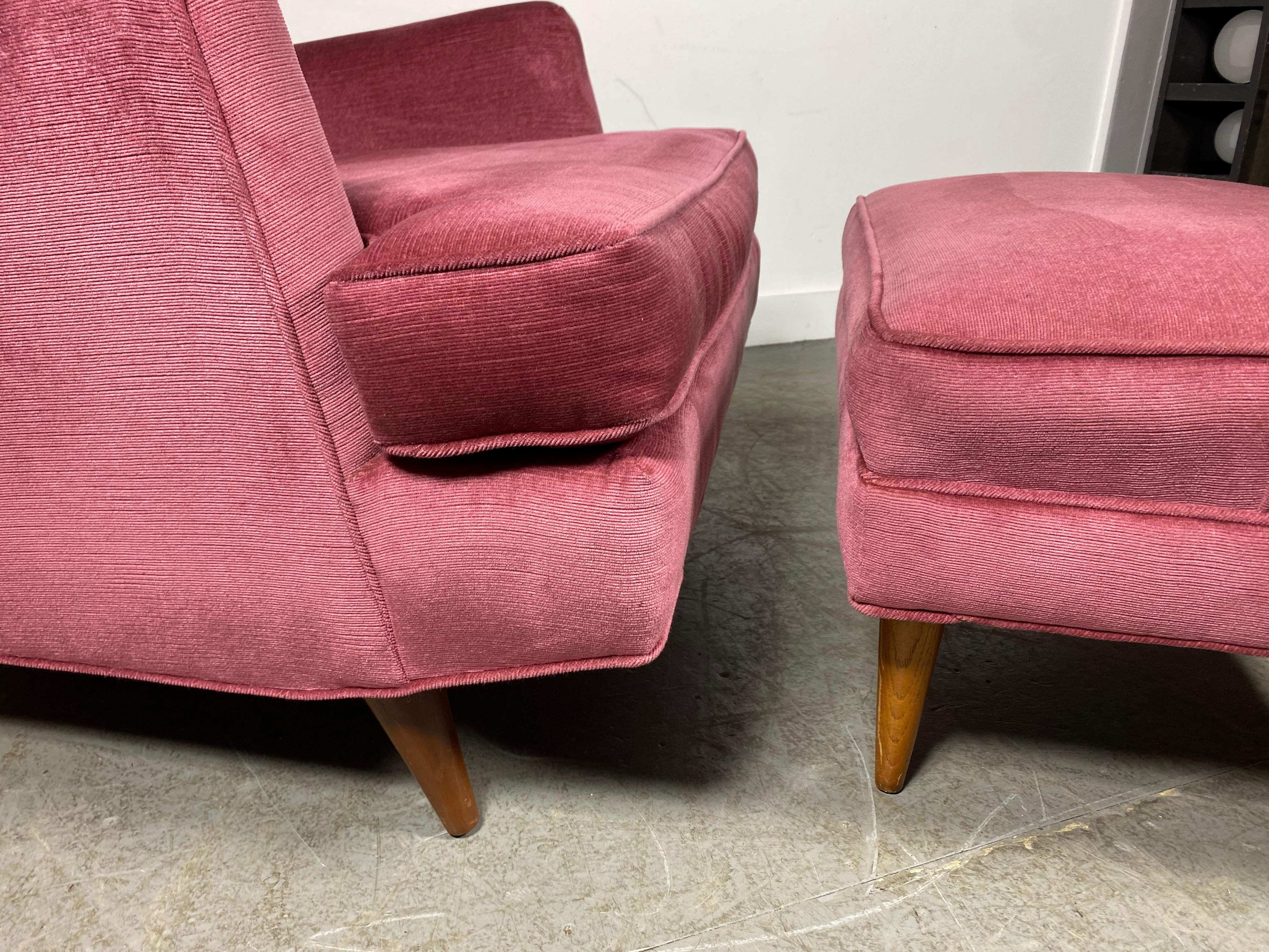 Milieu du XXe siècle Superbe fauteuil de salon moderniste et Ott Oman de Roger Springer pour Dunbar en vente