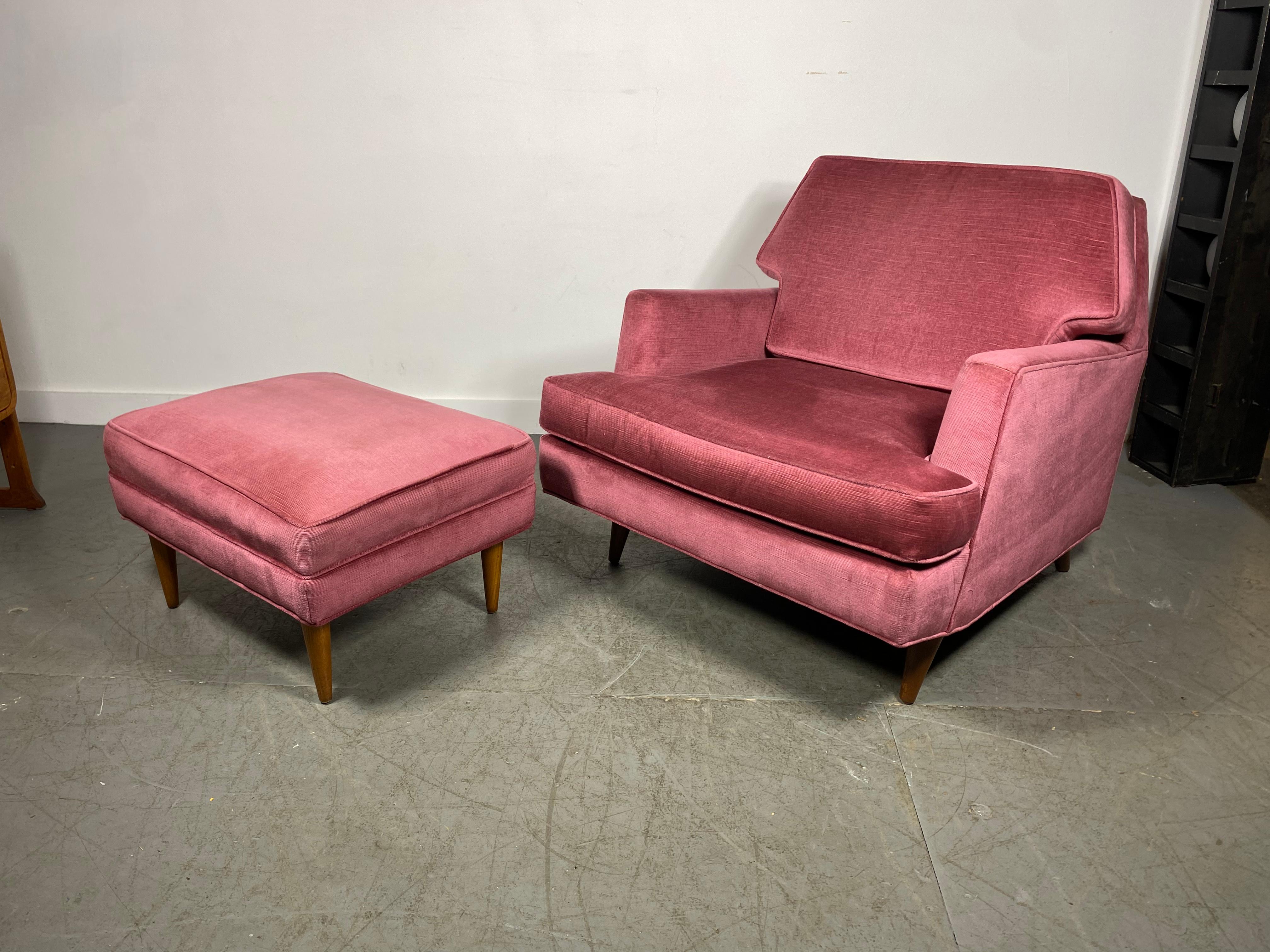 Stunning Modernist Lounge Chair & Ott Oman by Roger Springer for Dunbar For Sale 1