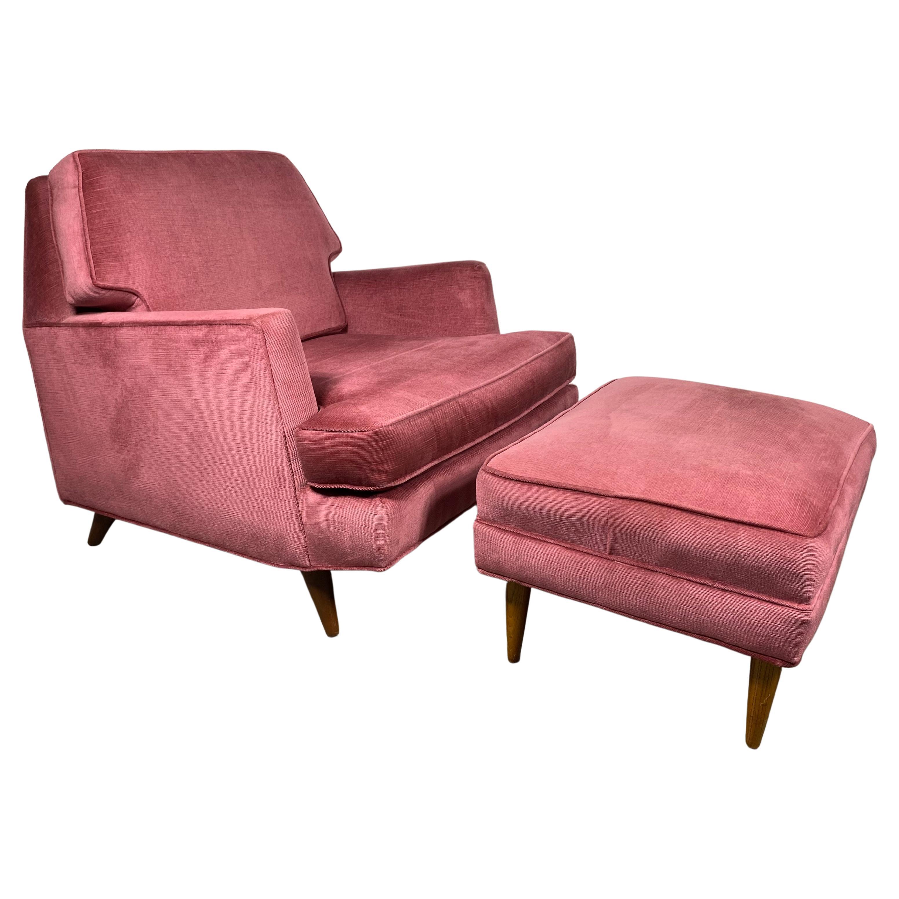 Superbe fauteuil de salon moderniste et Ott Oman de Roger Springer pour Dunbar en vente