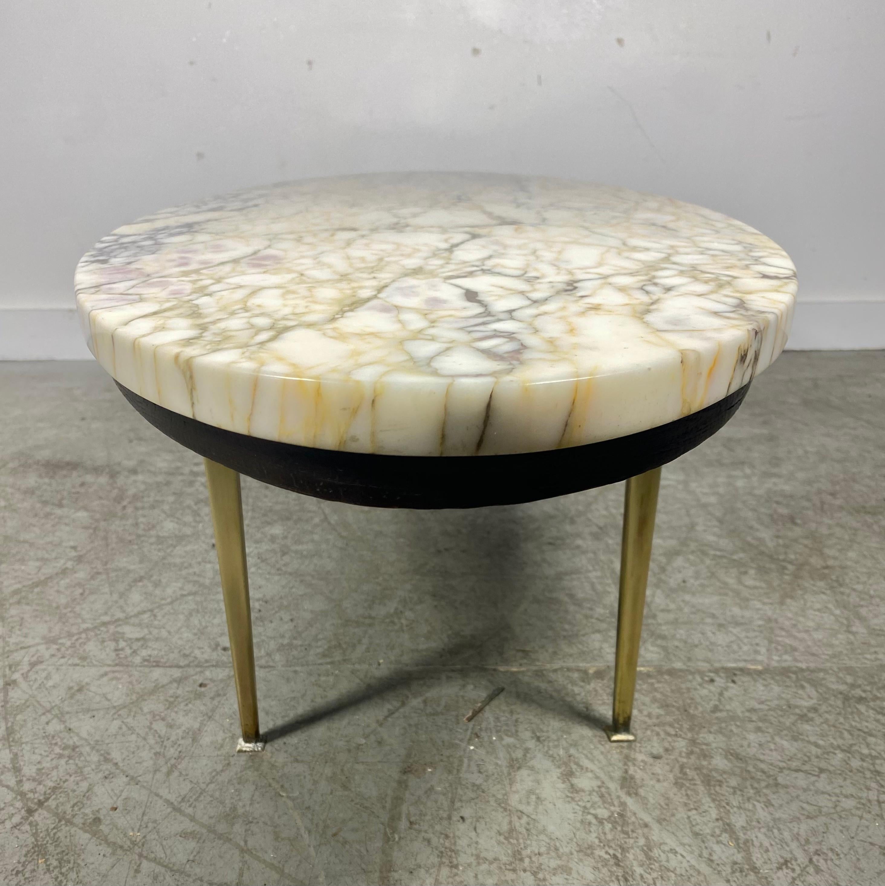 Mid-Century Modern Stunning Modernist oval marble and brass coffee/cocktail table made in Italy 