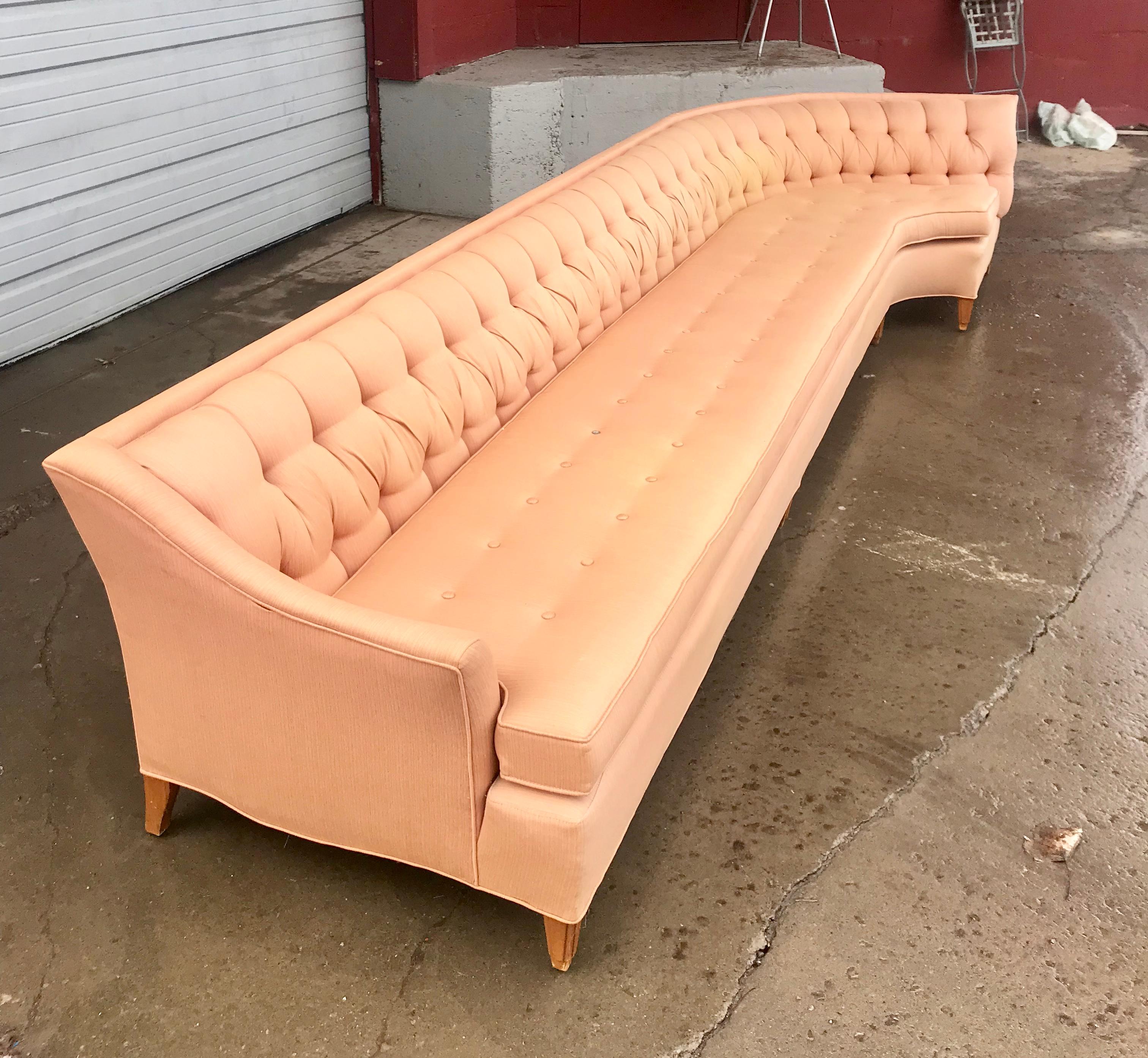 Fabric Stunning Tufted Sofa, Custom Built, 1960s For Sale