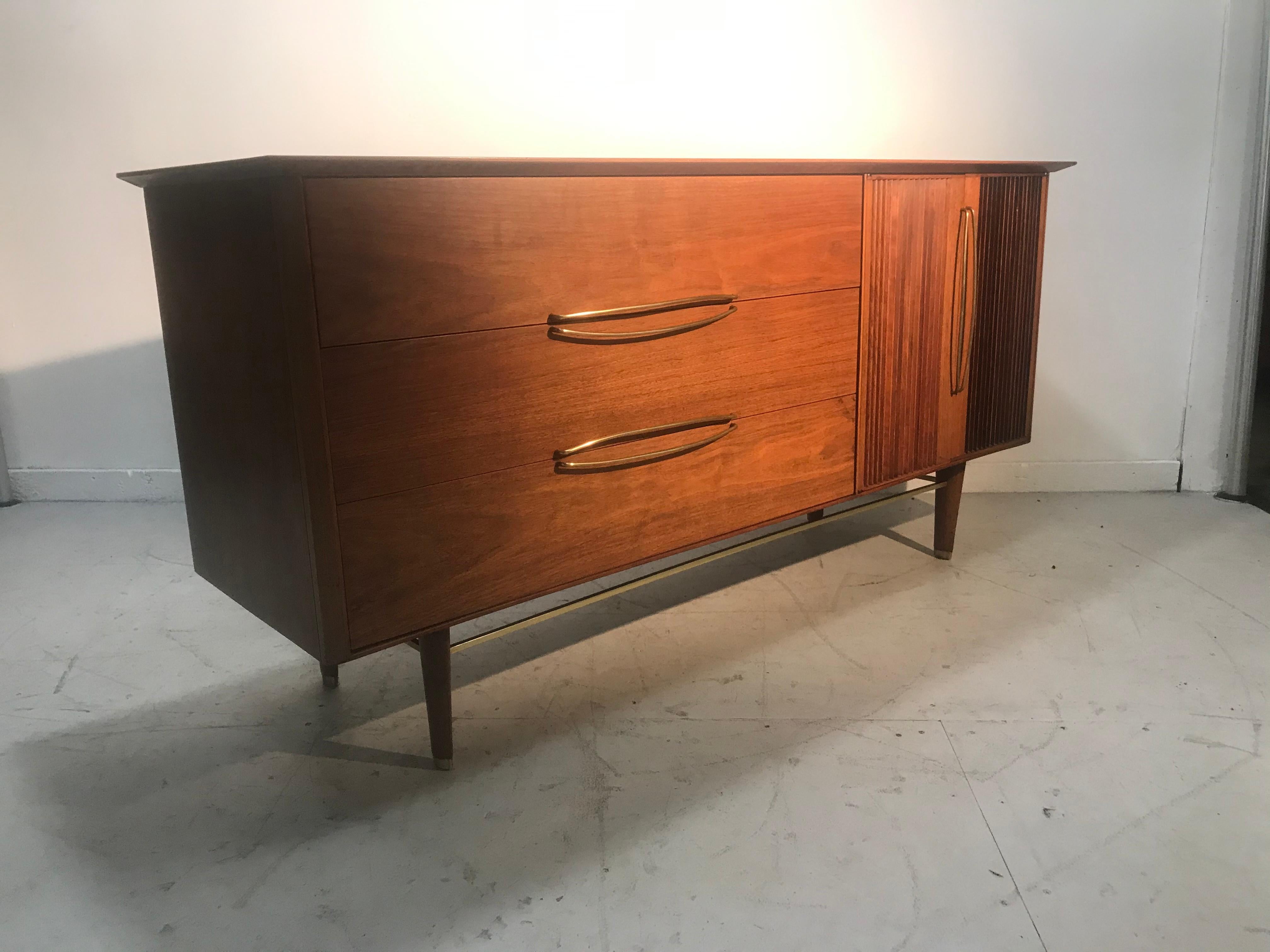 Stunning Modernist Walnut and Brass Dresser by Helen Hobey Baker 2