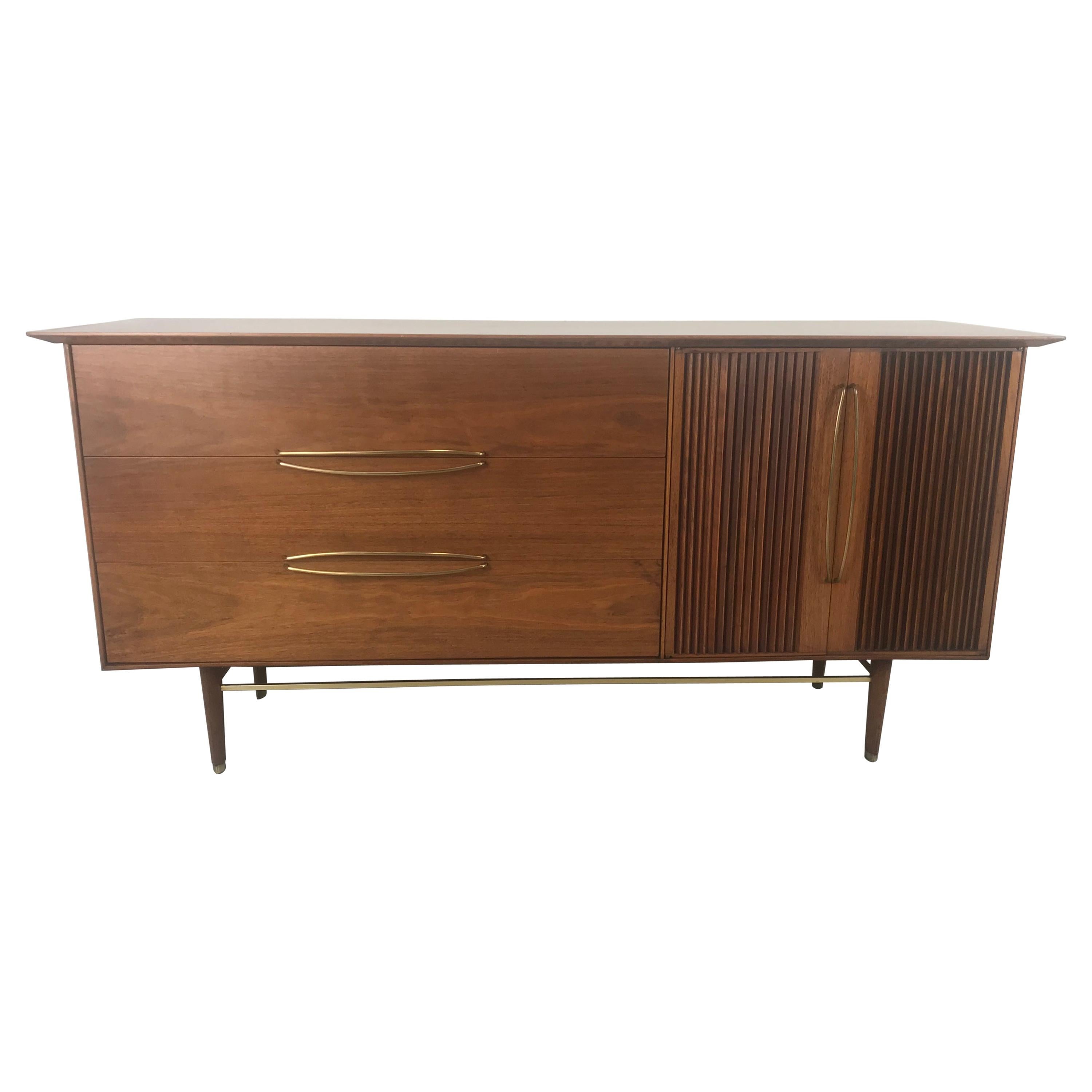 Stunning Modernist Walnut and Brass Dresser by Helen Hobey Baker