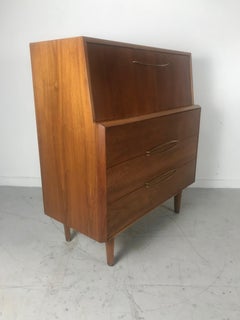 Stunning Modernist Walnut and Brass Dresser/Desk by Helen Hobey Baker