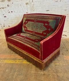 Impresionante Tela de Mohair Rusa Estilizada Settee Tapiz en Relieve