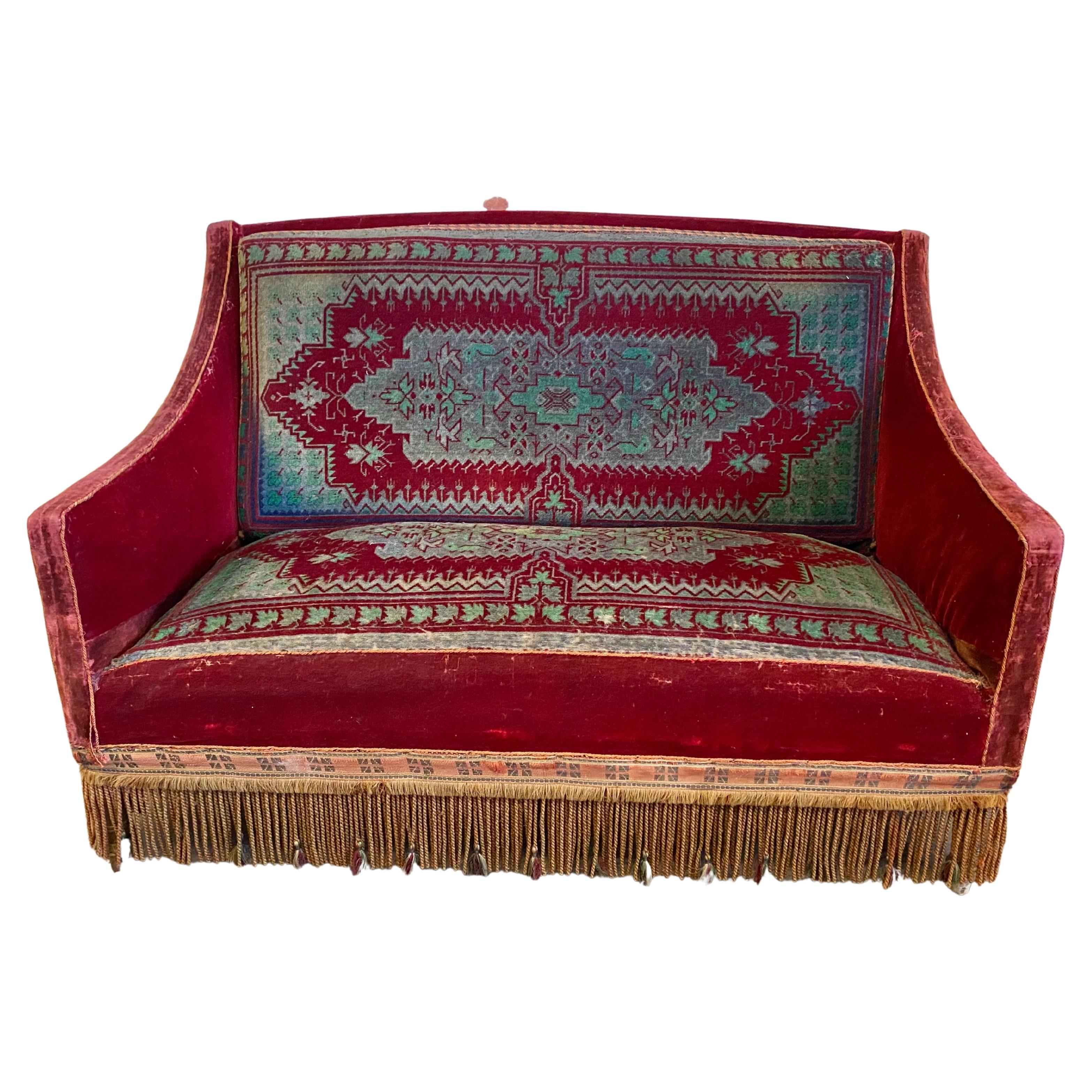 Stunning Mohair Russian Stylized Settee Embossed Tapestry Fabric