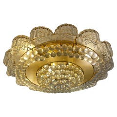 Stupefacente lampadario monumentale in ottone e cristallo di Palwa Germania anni '80