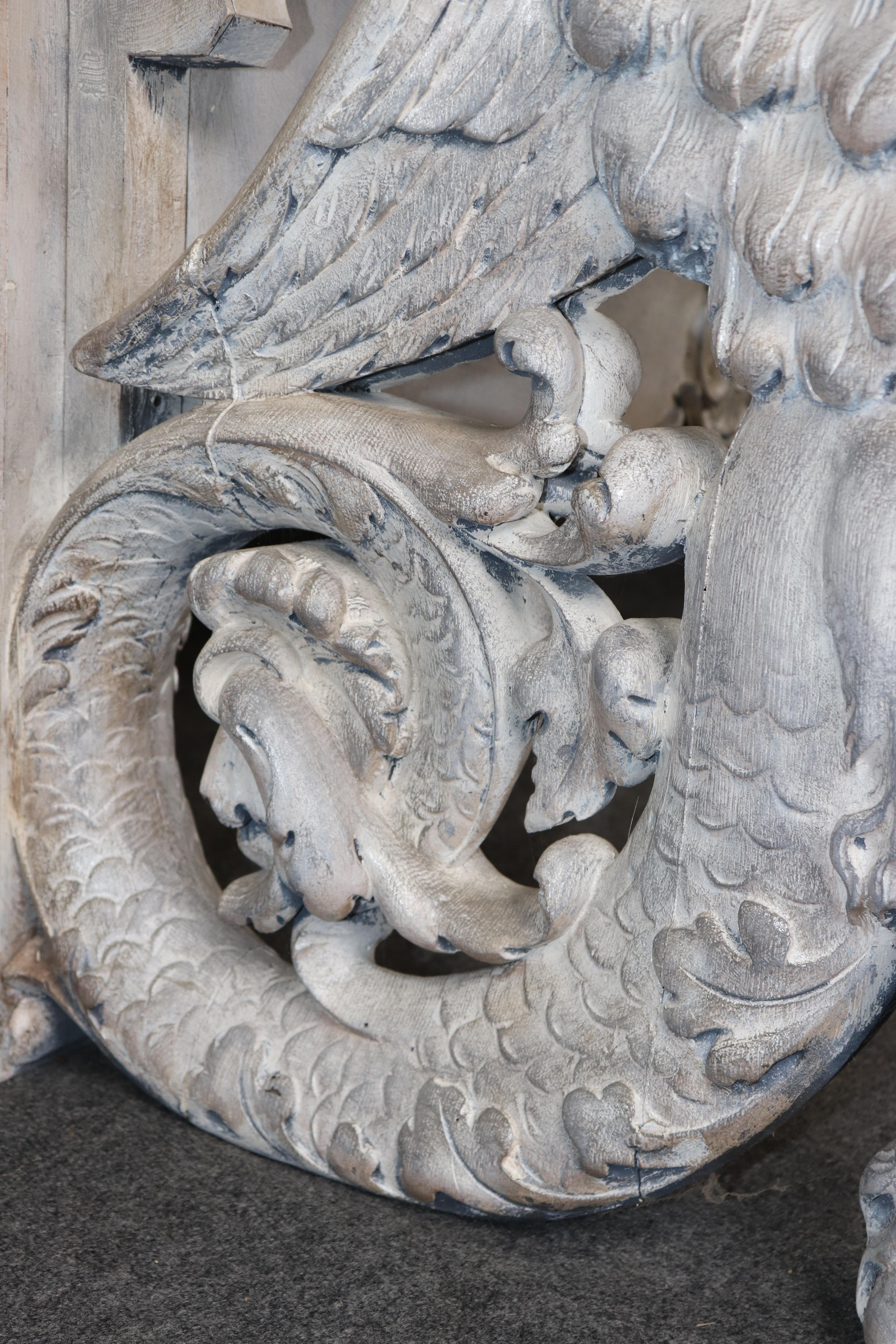 Stunning Monumental Figural Female Sphinx Carved Base Verdi Marble Console Table For Sale 3