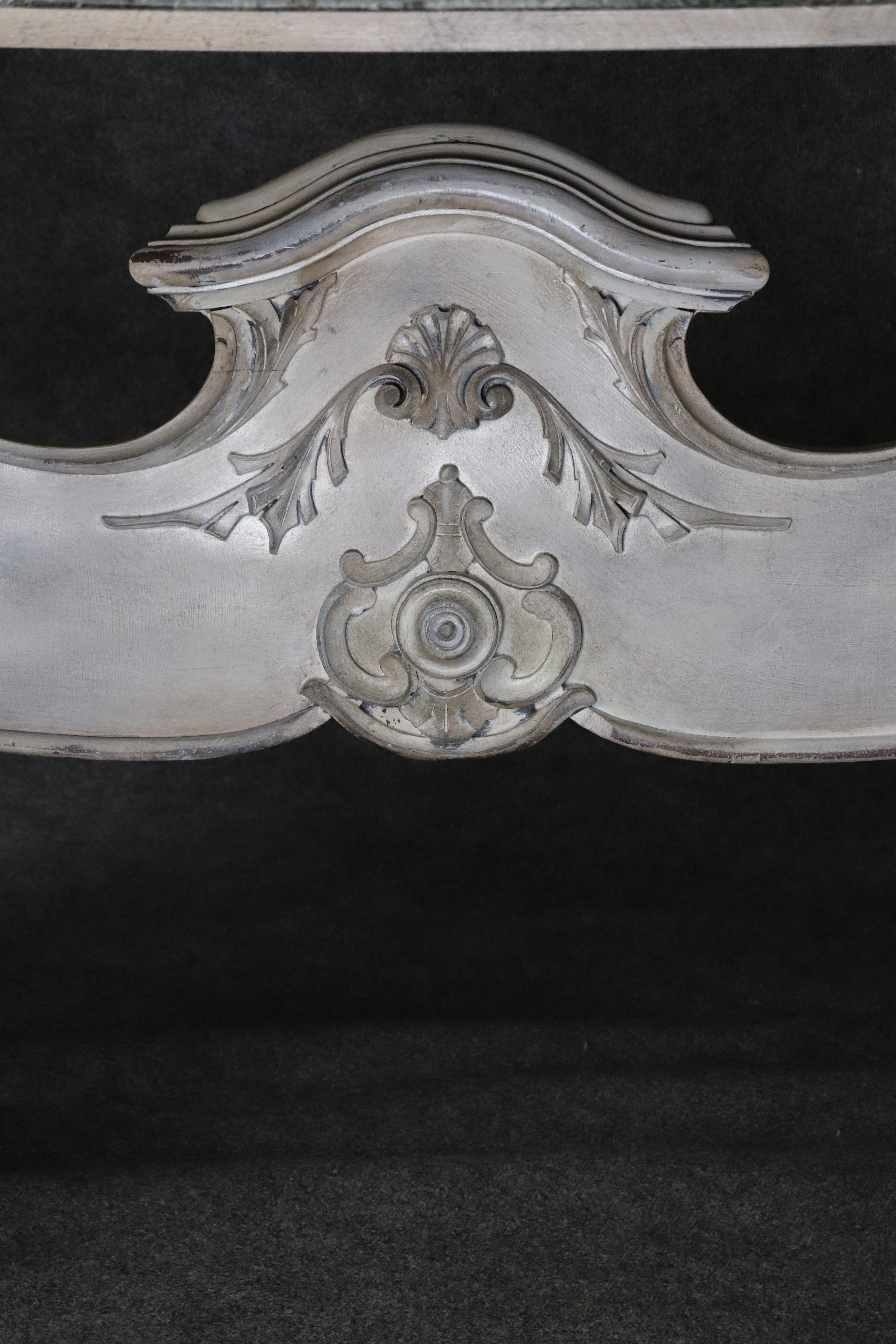 Stunning Monumental Figural Female Sphinx Carved Base Verdi Marble Console Table For Sale 7