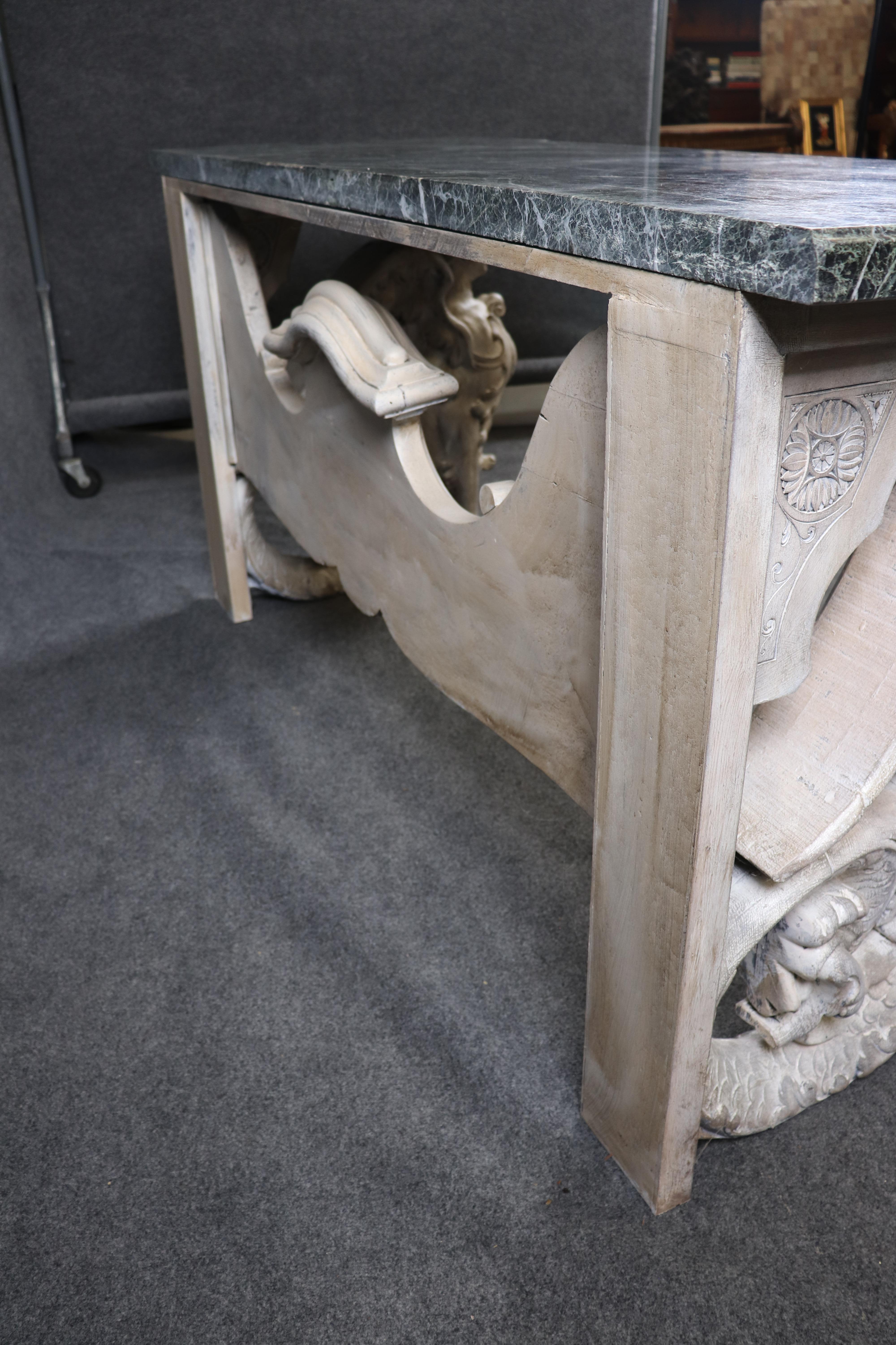 Stunning Monumental Figural Female Sphinx Carved Base Verdi Marble Console Table For Sale 10