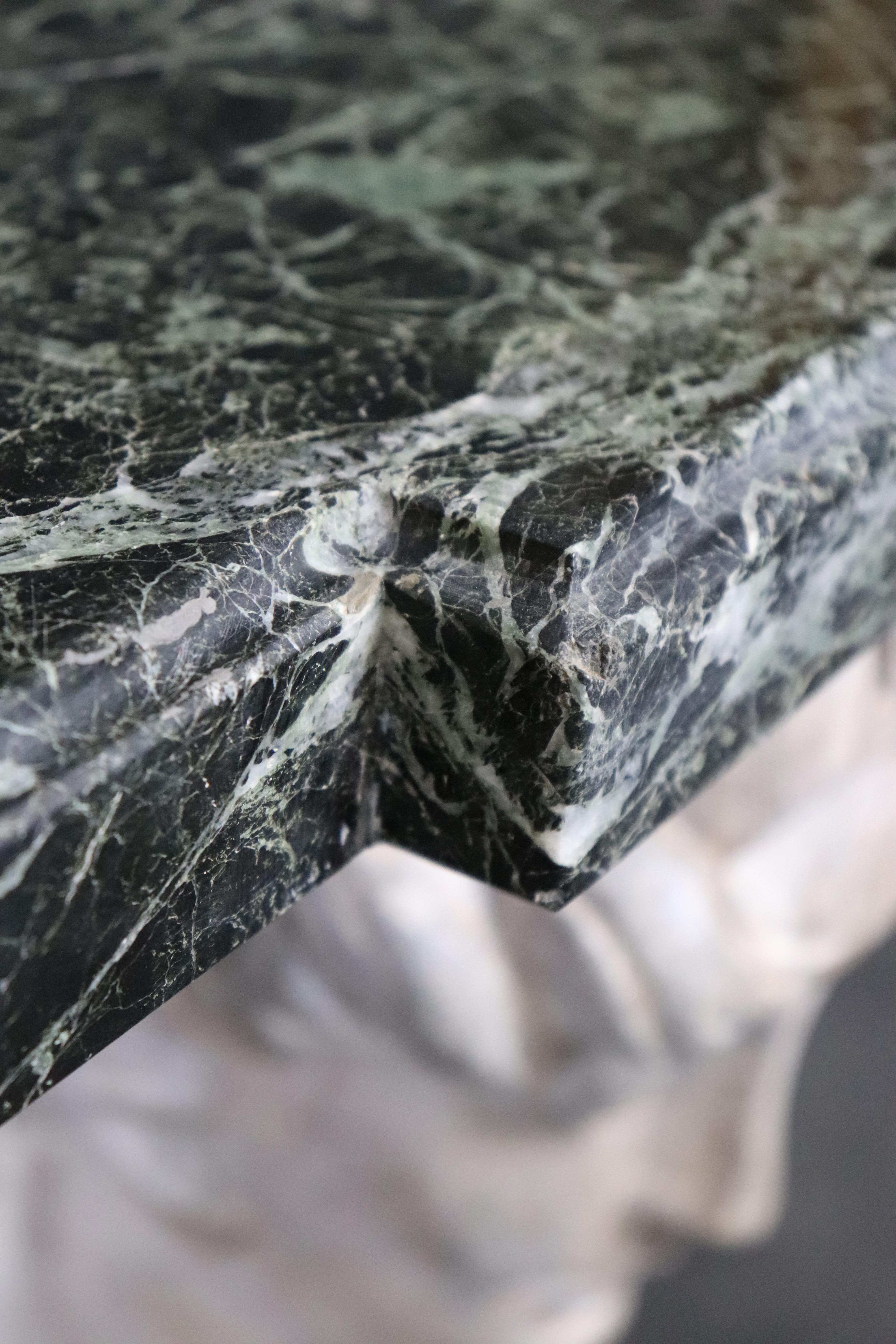 Stunning Monumental Figural Female Sphinx Carved Base Verdi Marble Console Table For Sale 12