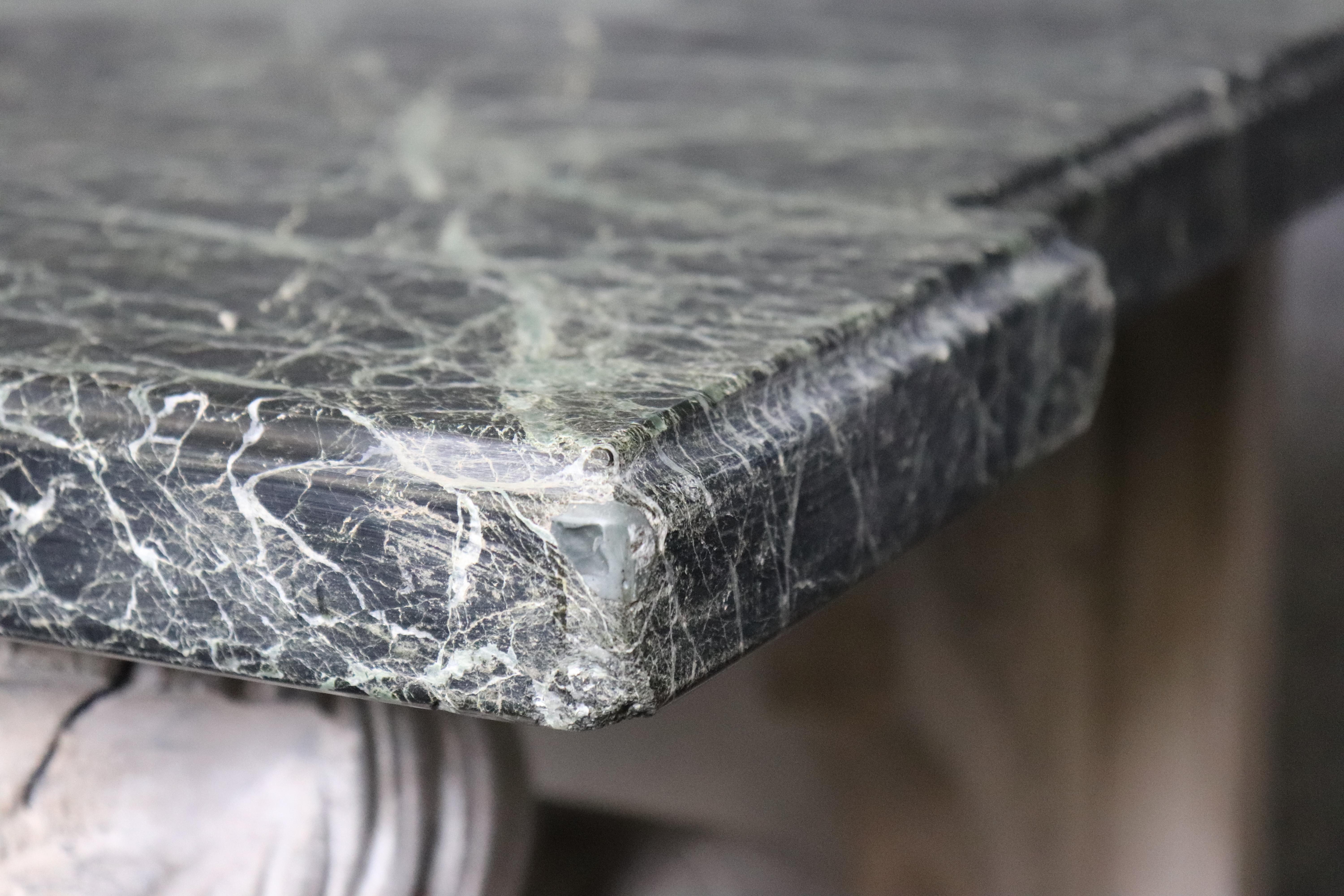 Stunning Monumental Figural Female Sphinx Carved Base Verdi Marble Console Table For Sale 13