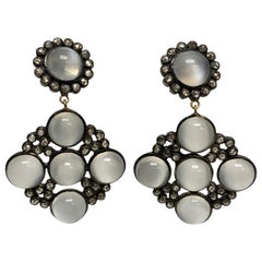 Moonstone, Champagne Diamond Earrings