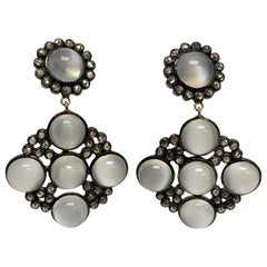  Moonstone, Champagne Diamond Earrings