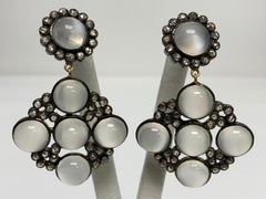 Moonstone, Champagne Diamond Earrings