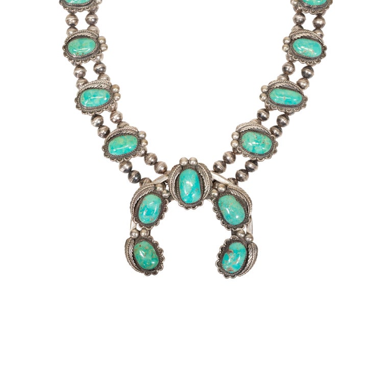Stunning Morenci Turquoise Squash Blossom For Sale at 1stdibs