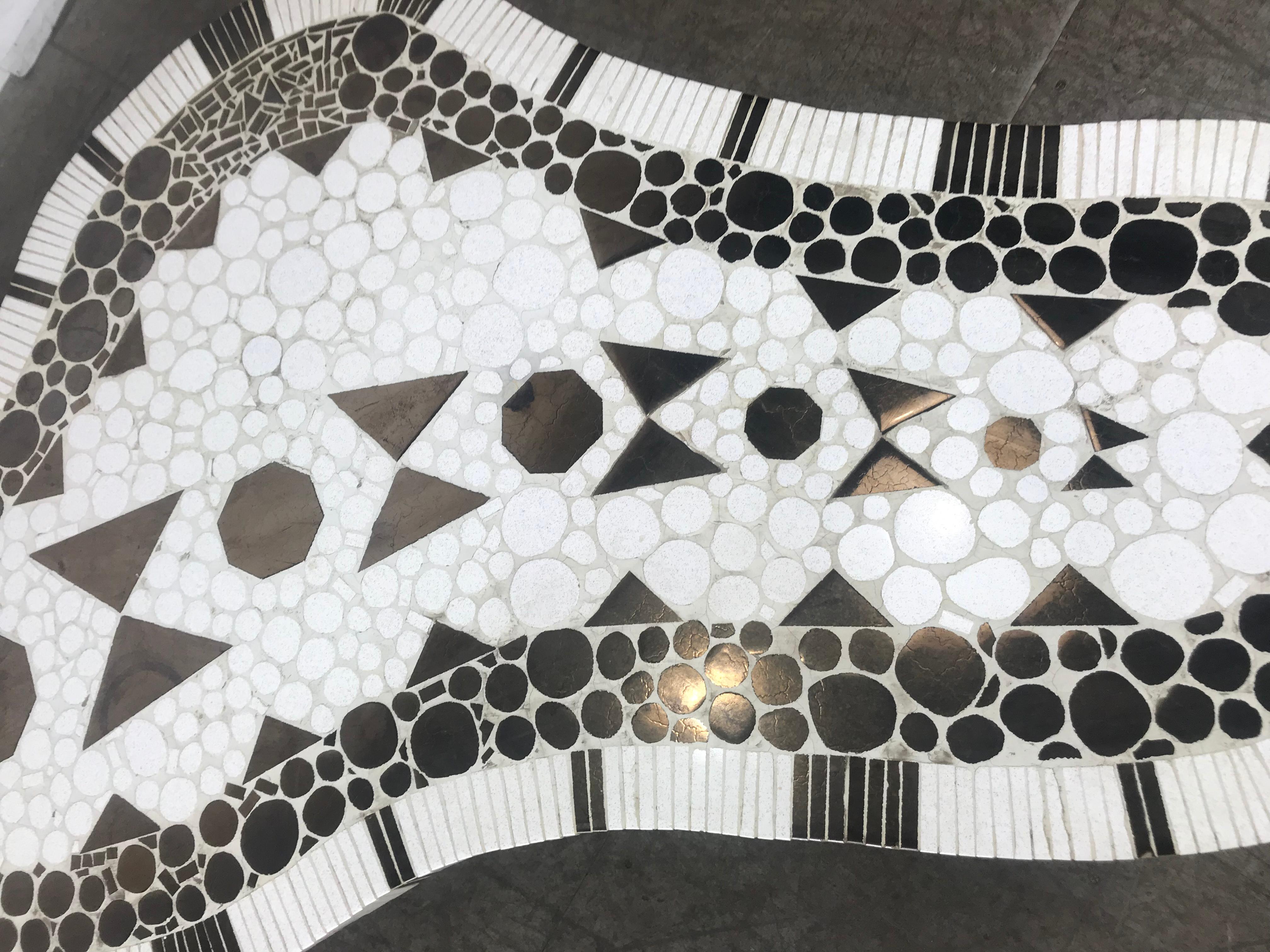 Stunning Mosaic Tile Amoeba Shape Cocktail Table, Richard Hohenberg In Good Condition In Buffalo, NY