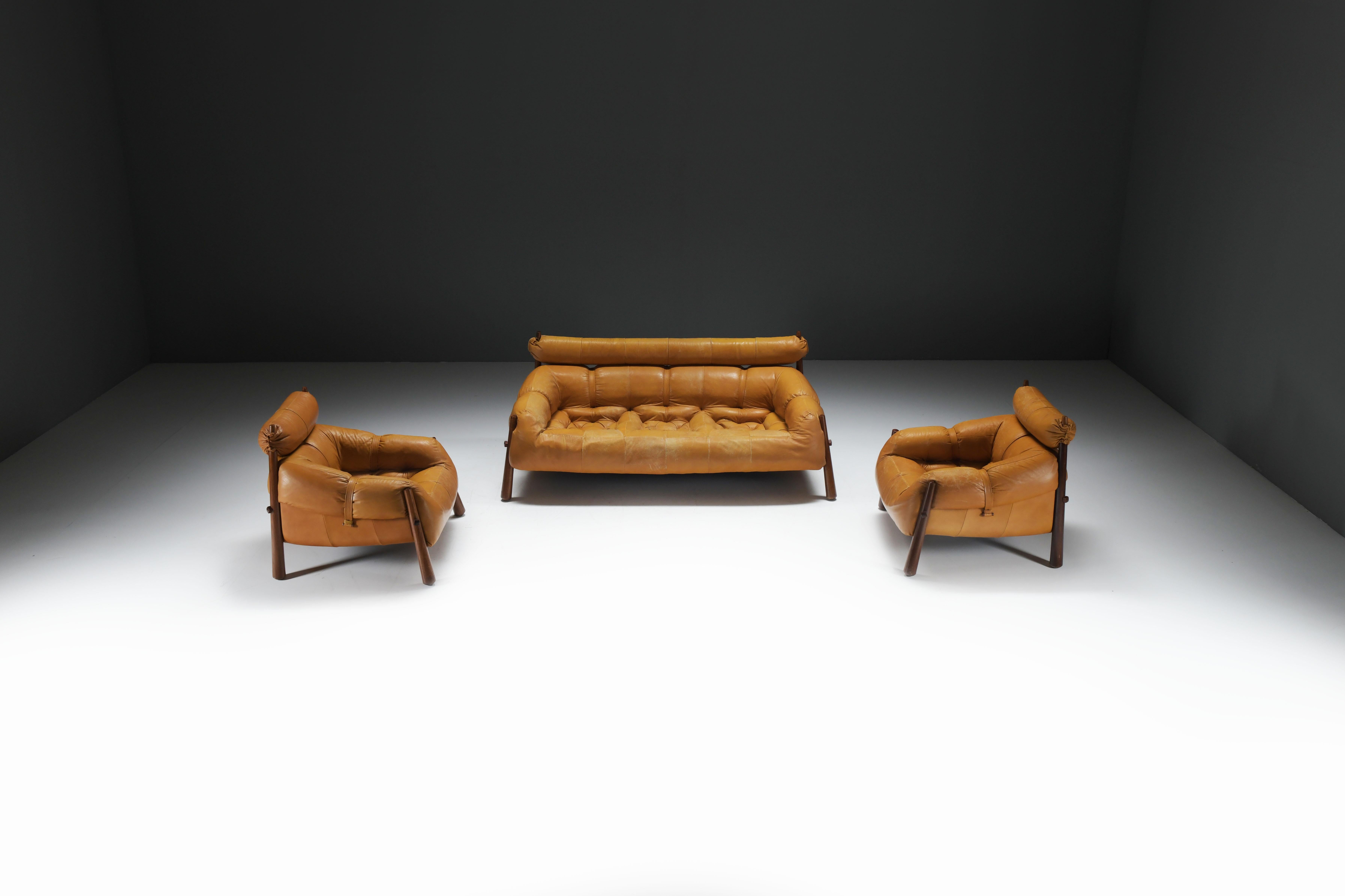 Stunning MP-81 lounge set in cognac leather by Percival Lafer for Lafer S.A. 1