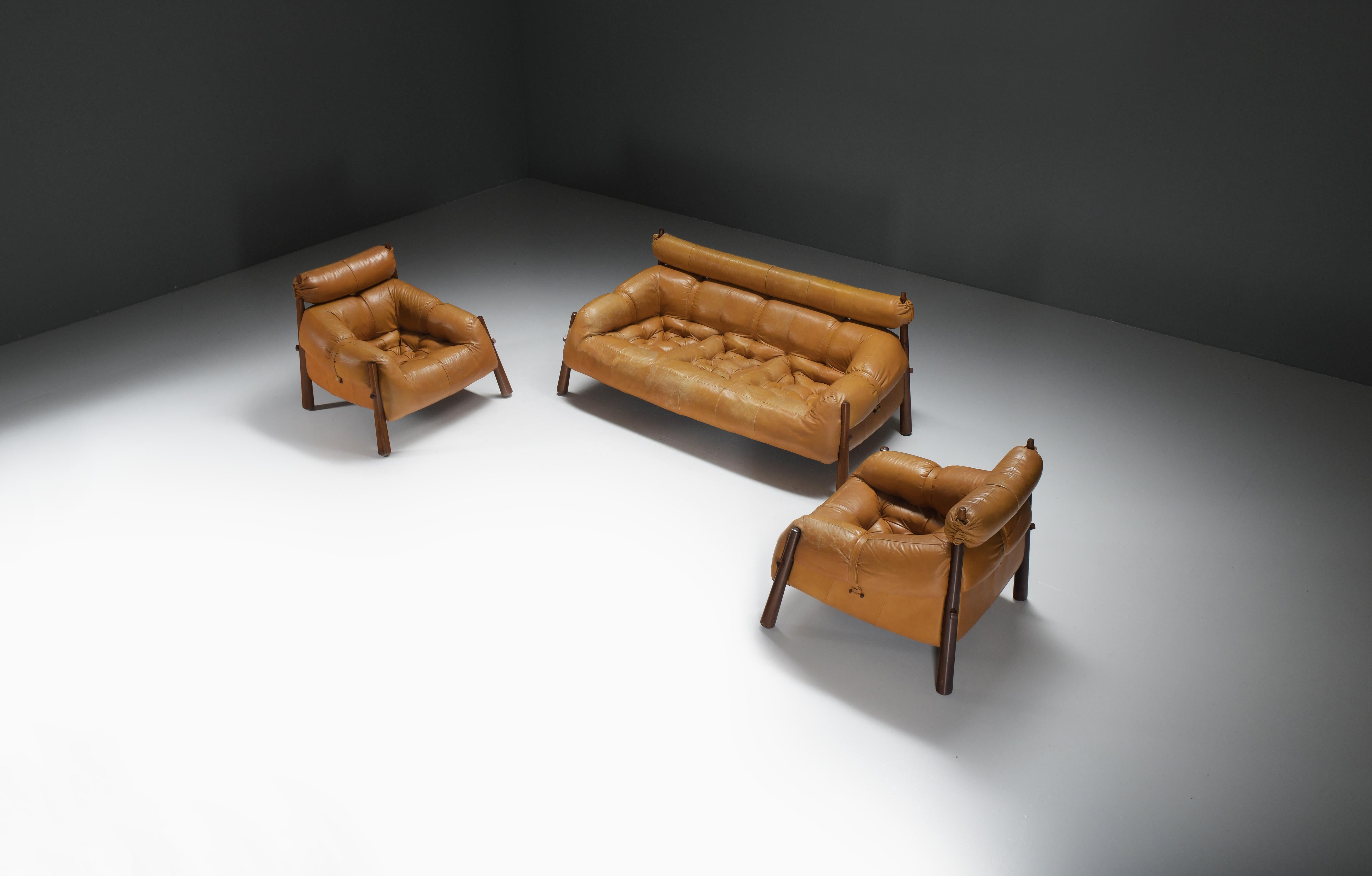 Stunning MP-81 lounge set in cognac leather by Percival Lafer for Lafer S.A. 2
