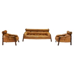 Stunning MP-81 lounge set in cognac leather by Percival Lafer for Lafer S.A.