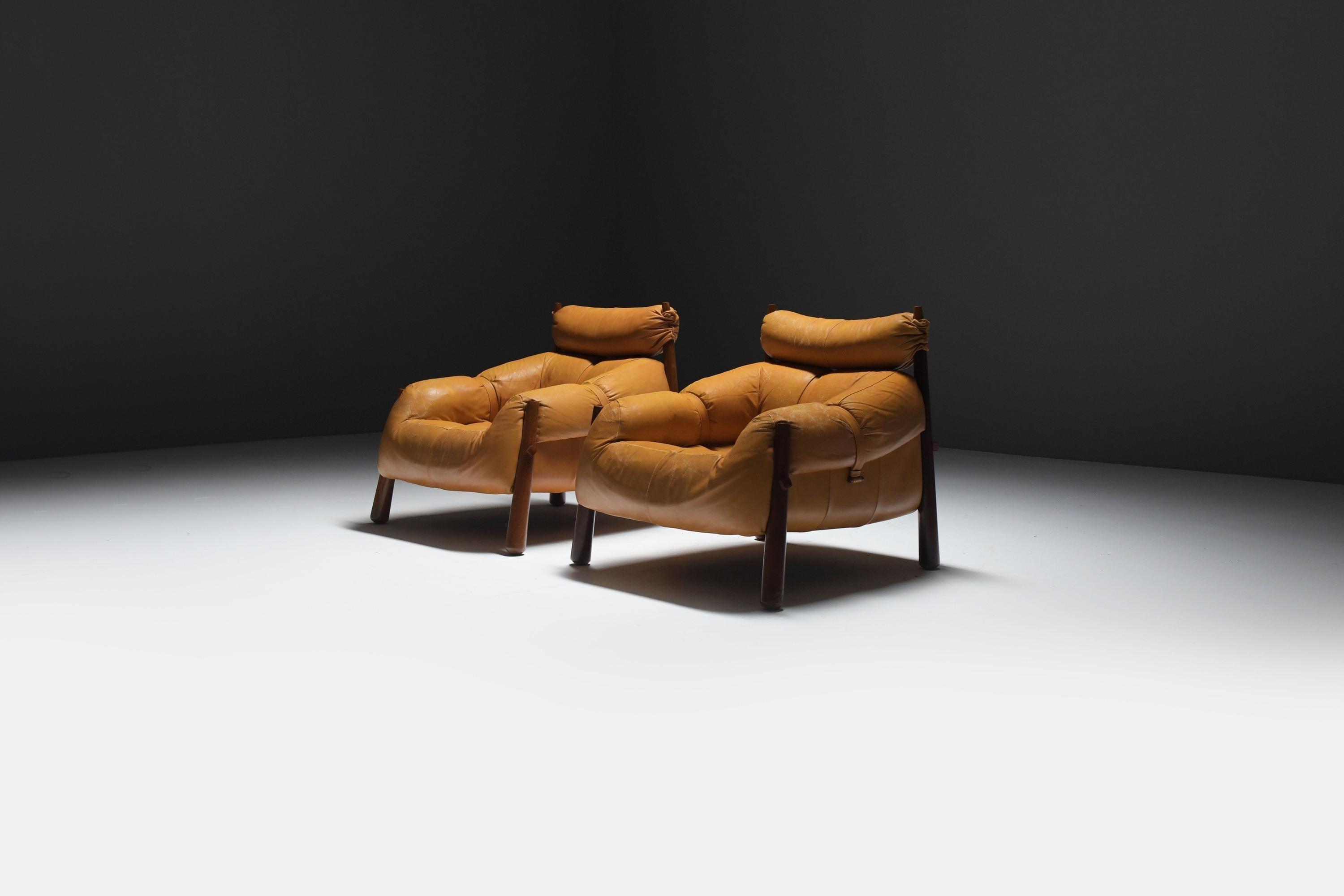 Stunning MP-81 lounge set in cognac leather by Percival Lafer for Lafer S.A. 3