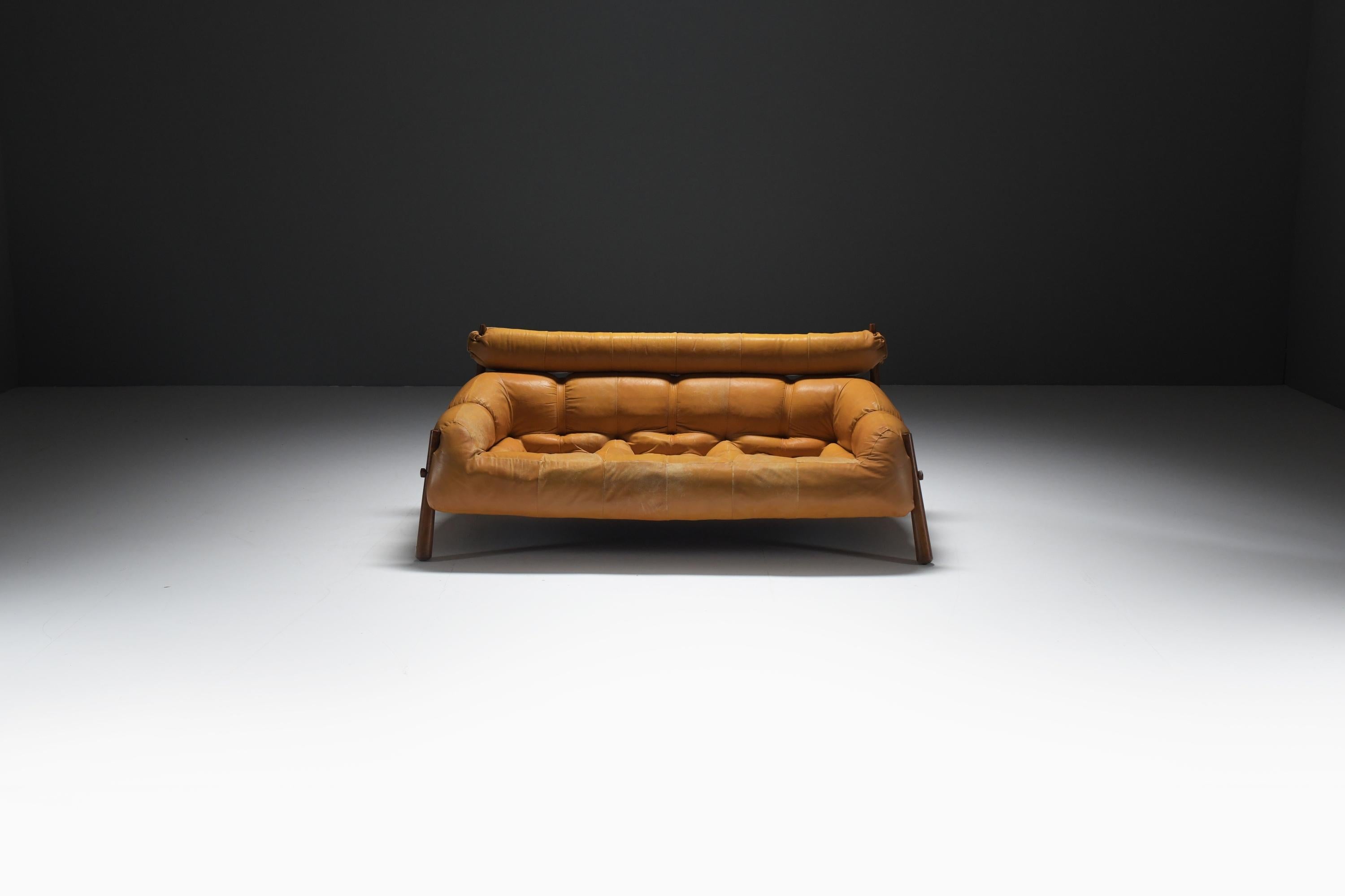 Splendido divano lounge MP-81 in pelle cognac di Percival Lafer per Lafer S.A. in vendita 12