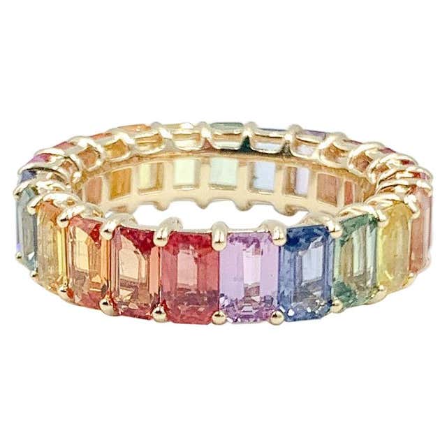 Stunning Multi-Color Sapphire Eternity Band at 1stDibs | colored stone ...