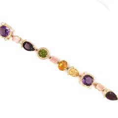 Stunning Multi Stone Bracelet Set in 18 Karat White and Yellow Gold