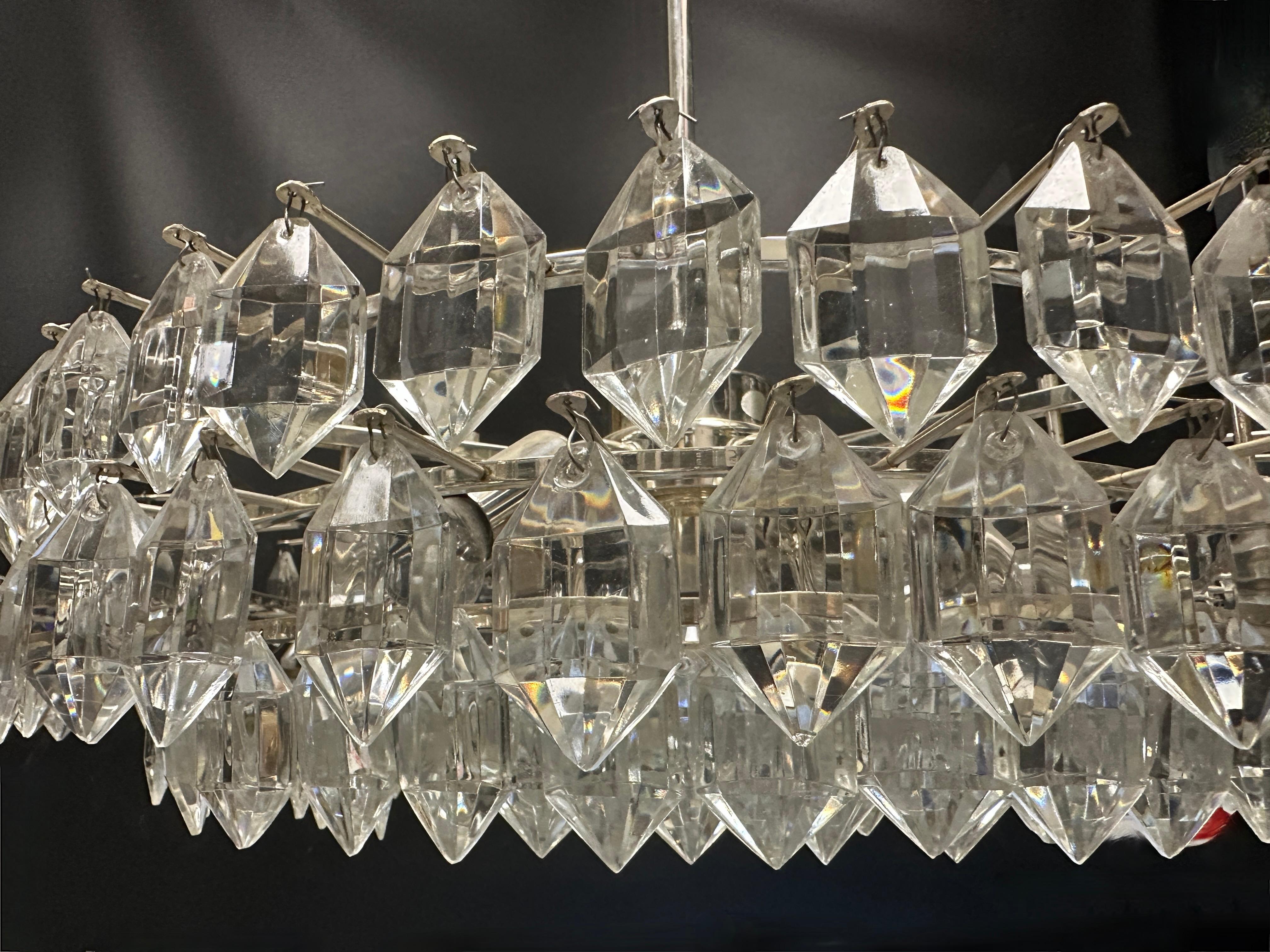 Autrichien Superbe lustre Bakalowits en verre de cristal à plusieurs niveaux, Autriche, années 1960 en vente