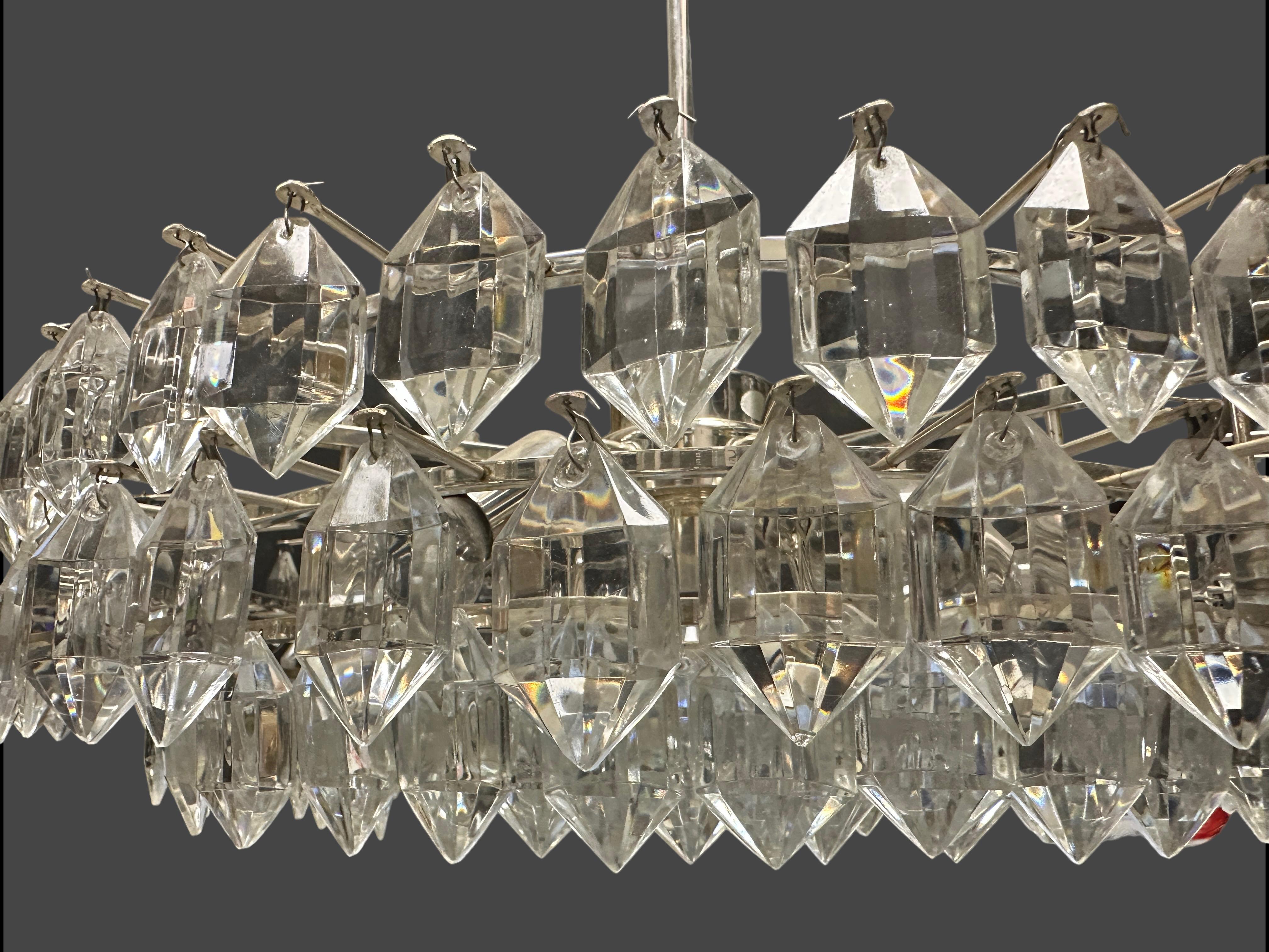 Superbe lustre Bakalowits en verre de cristal à plusieurs niveaux, Autriche, années 1960 en vente 1