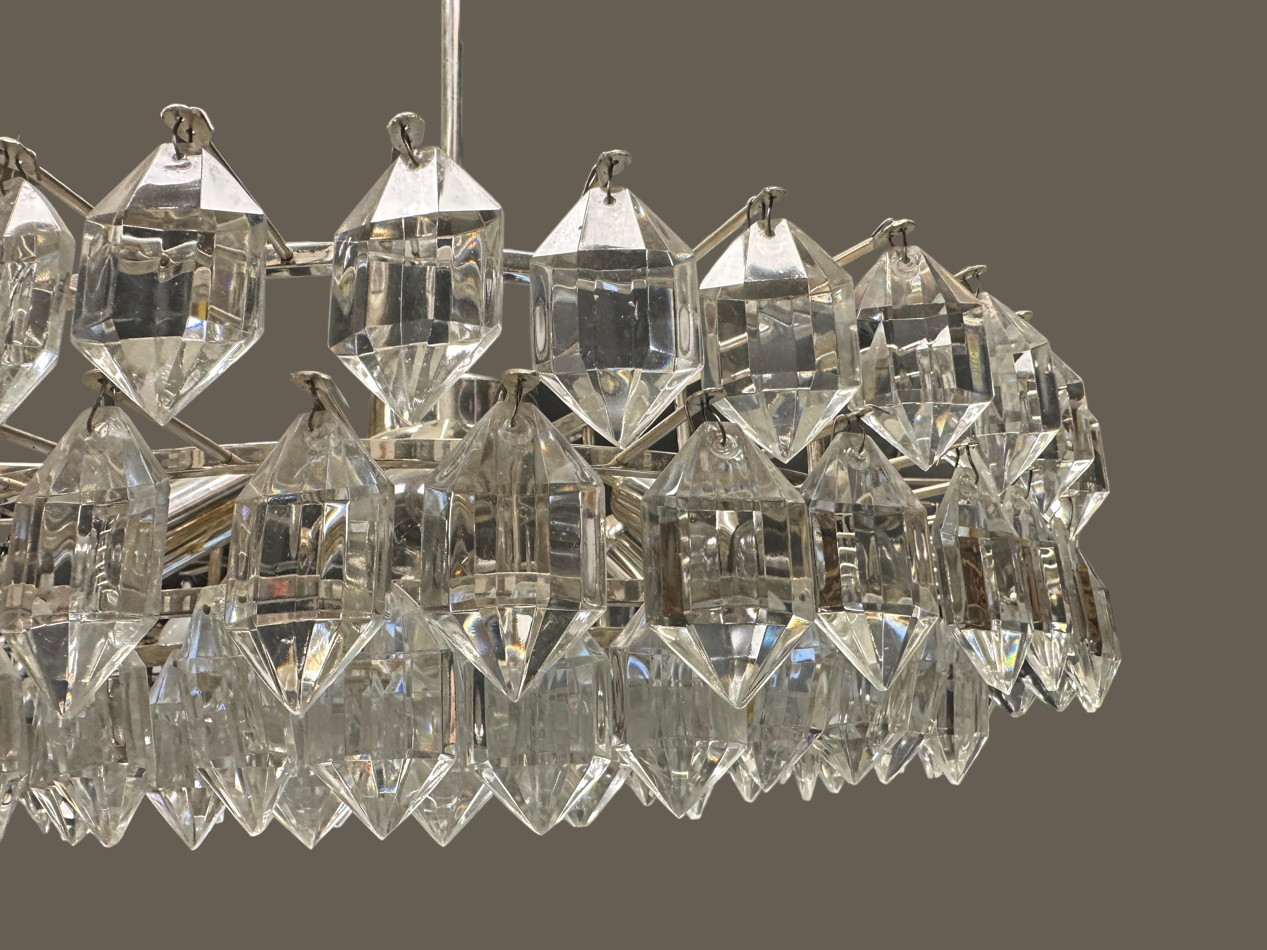 Superbe lustre Bakalowits en verre de cristal à plusieurs niveaux, Autriche, années 1960 en vente 2