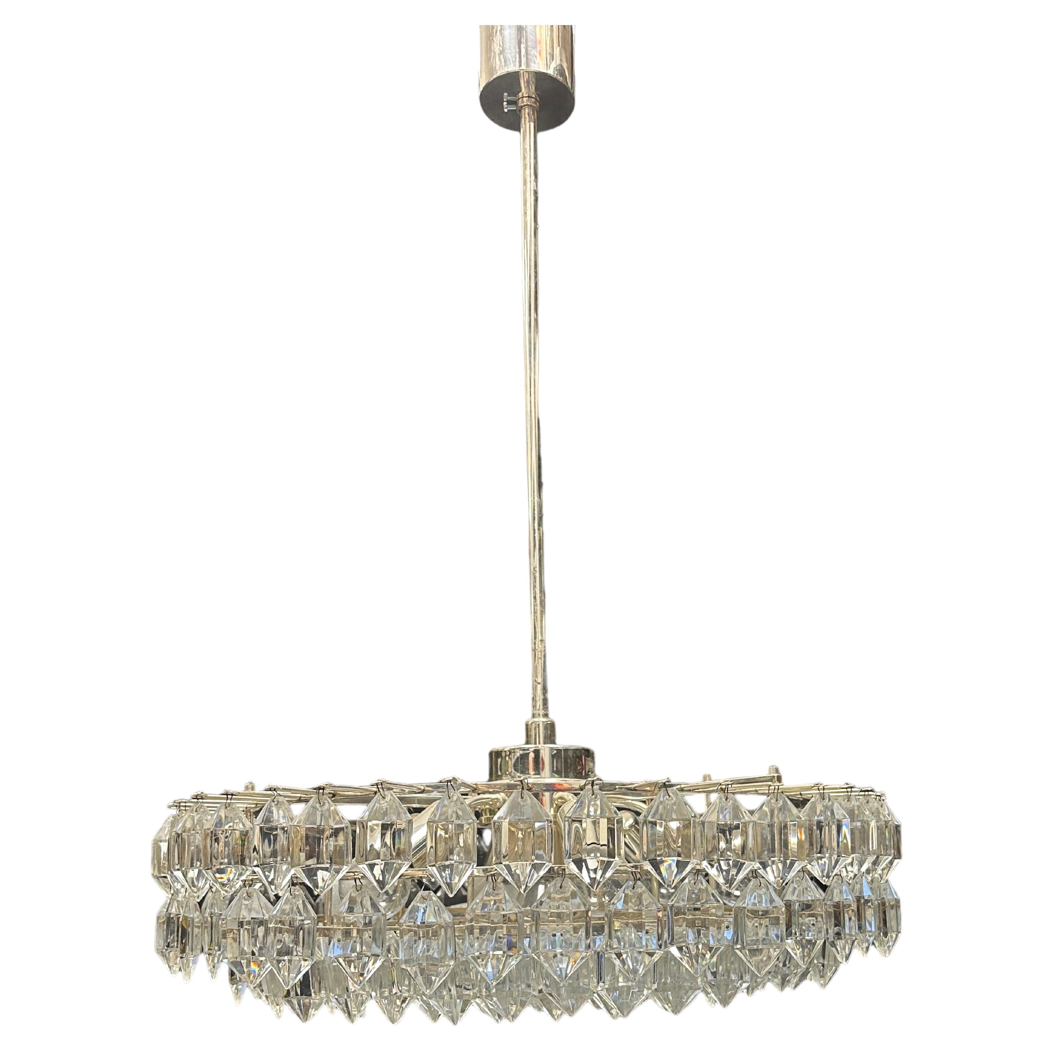 Stunning Multi Tiered Crystal Glass Bakalowits Chandelier, Austria, 1960s For Sale