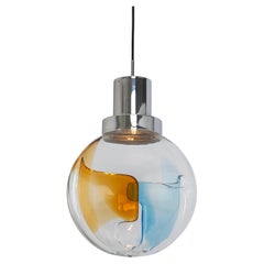 Stupenda lampada a sospensione a sfera di Murano di Toni Zuccheri per Kaiser, Germania, anni '70