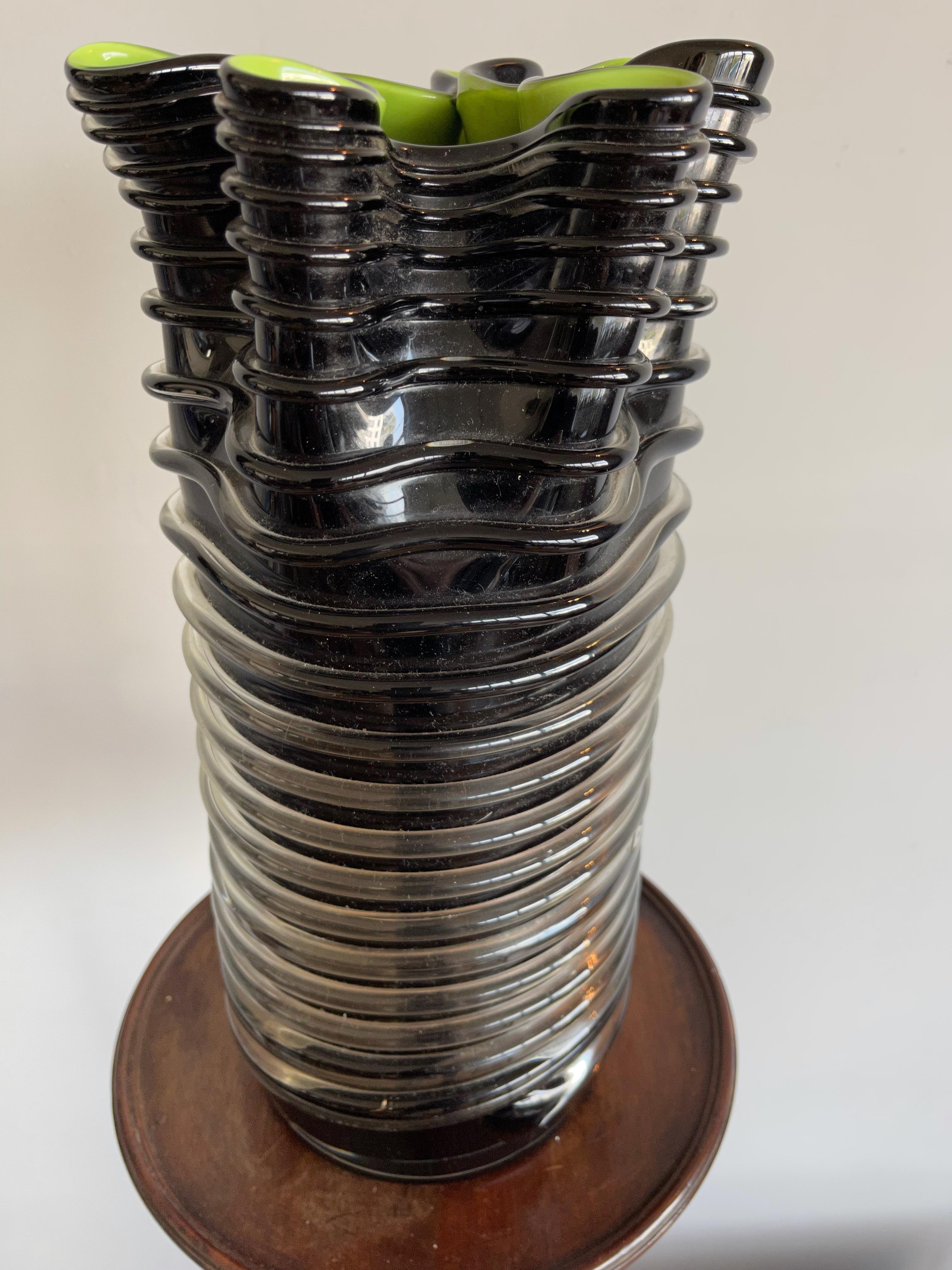 Jarrón de cristal soplado Murano Barovier Negro y Verde en perfecto estado en venta 10