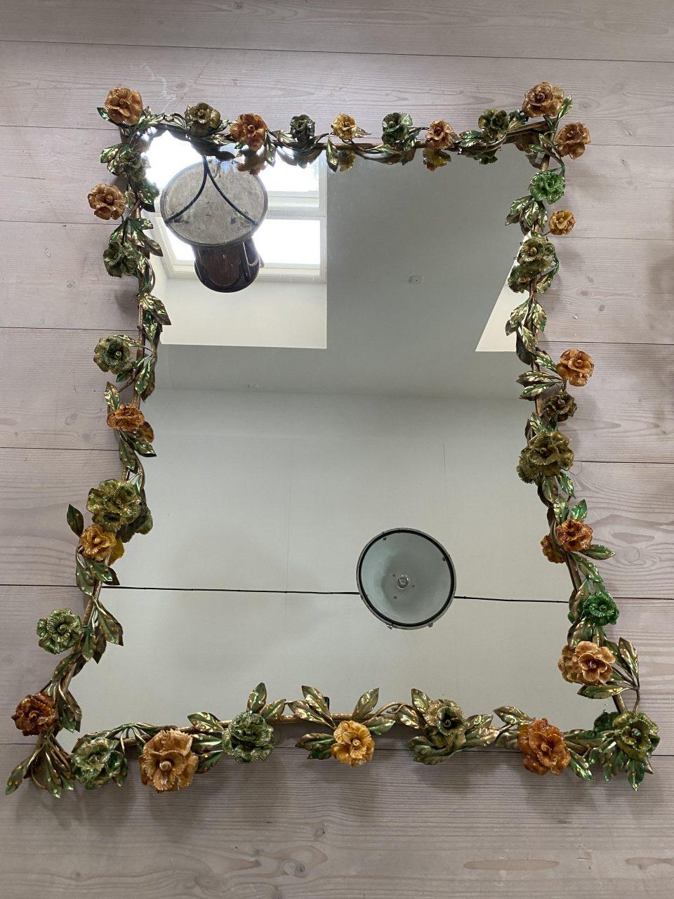 Italian Stunning Murano Floral Framed Mirror, 1970s