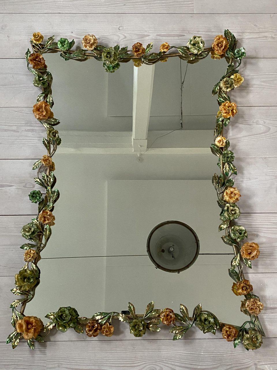 Italian Stunning Murano Floral Framed Mirror, 1970s