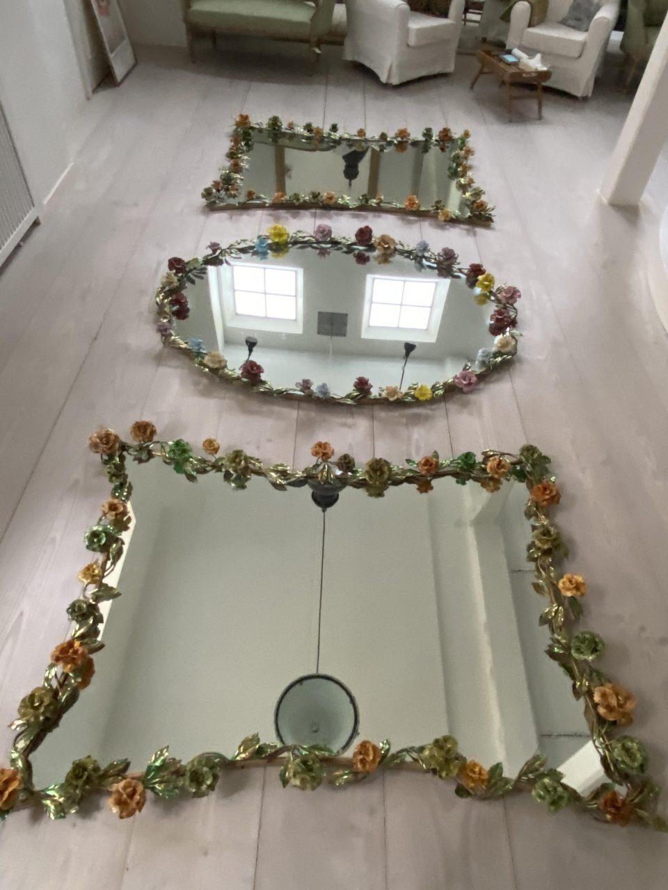 Late 20th Century Stunning Murano Floral Framed Mirror, 1970s