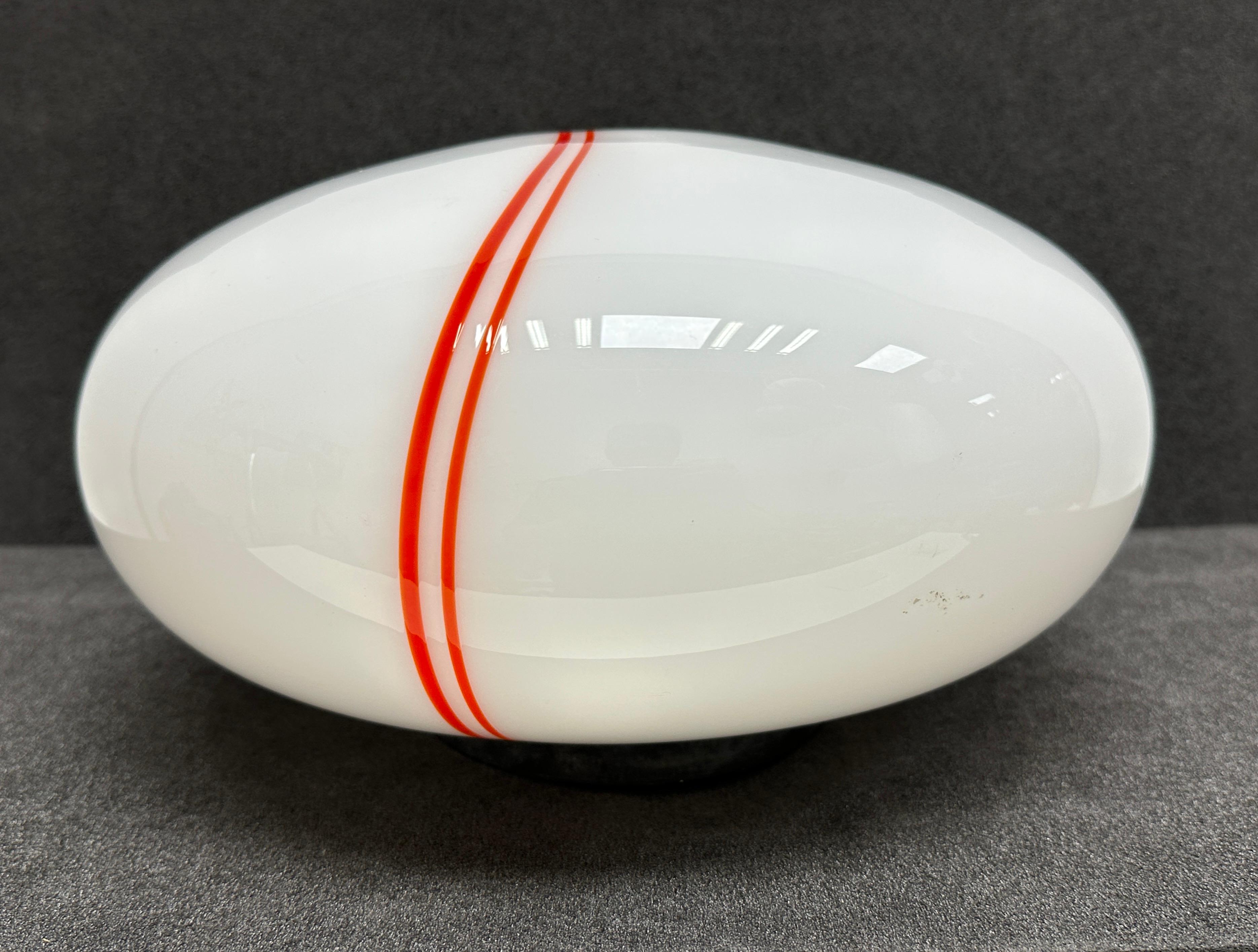 Stunning Murano Flush Mount Light Milk Glass, Nickel Aluminum Base, 1980s, Italy For Sale 5