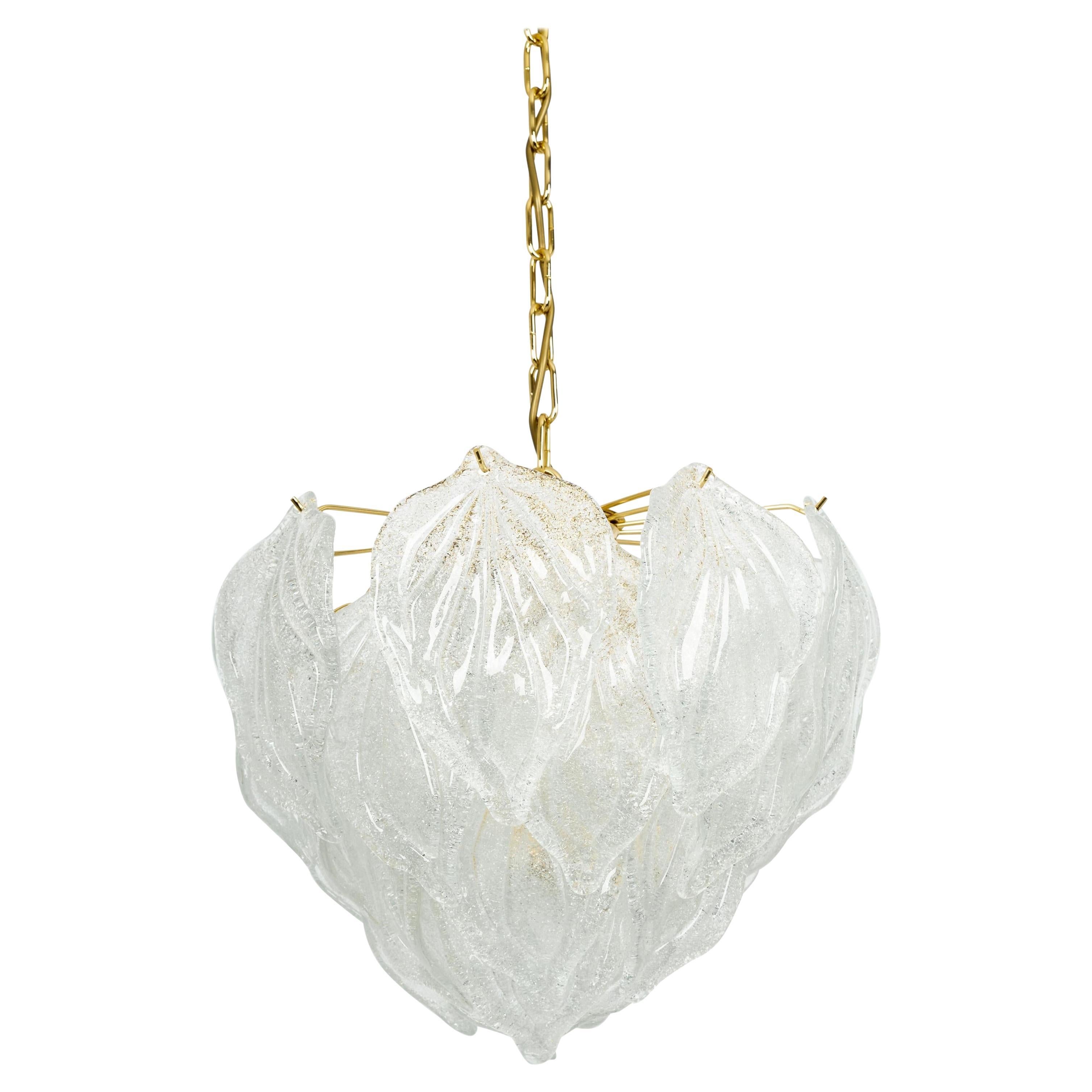 Stunning Murano Glass and brass Chandelier, Italy, 1970s