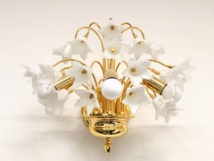 Superbe applique murale vintage en verre de Murano et plaqué or, Italie, années 1980