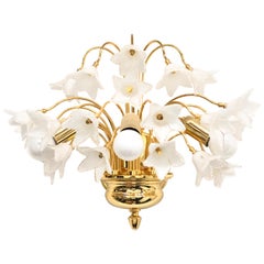 Impresionante Lámpara de Pared de Cristal de Murano y Chapado en Oro Vintage, Italia, Años 80