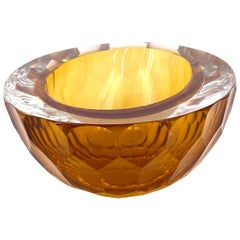 Stunning Murano Glass Bowl Sommerso Faceted