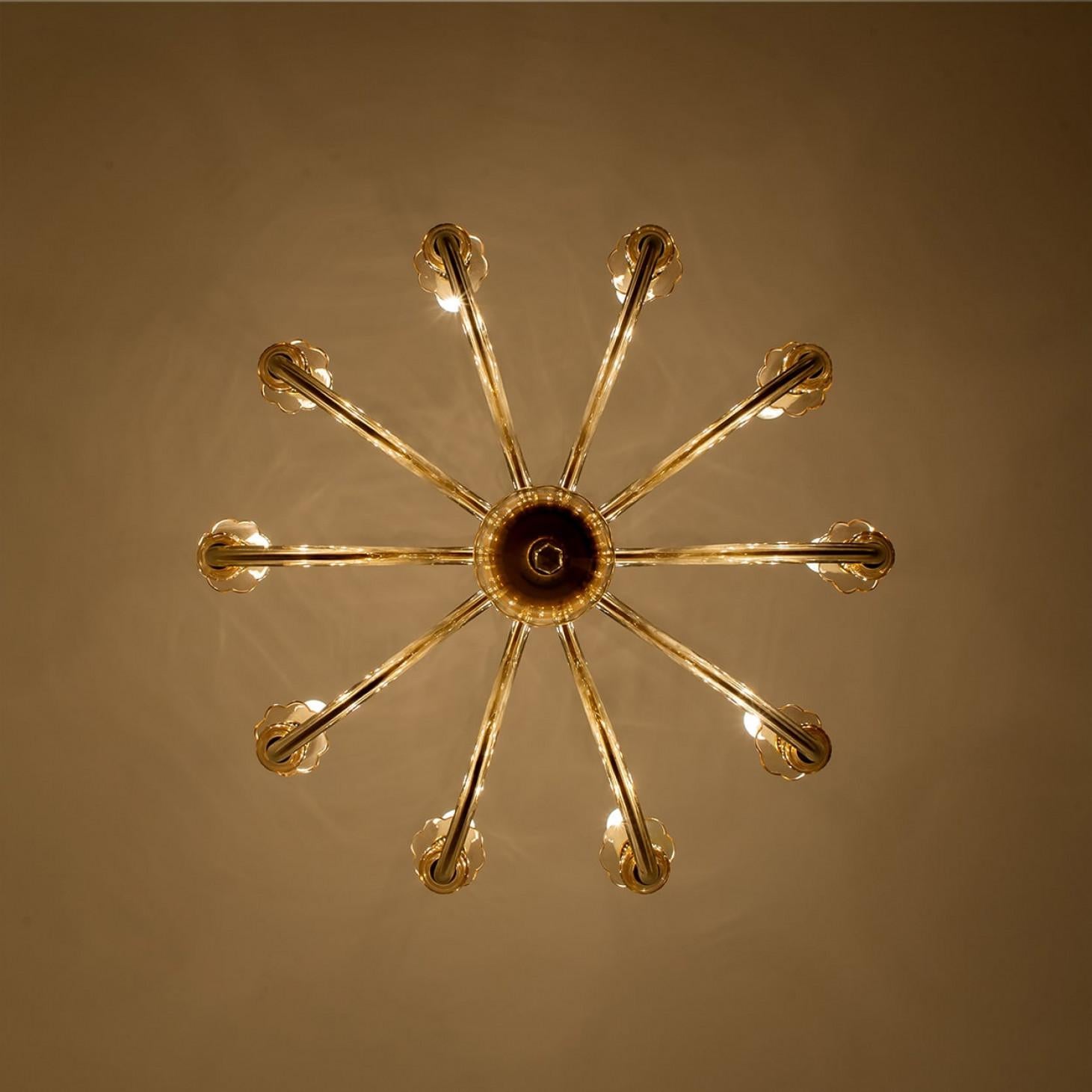 Stunning Murano Glass Chandelier 10 arms, Italy, 1960 For Sale 2