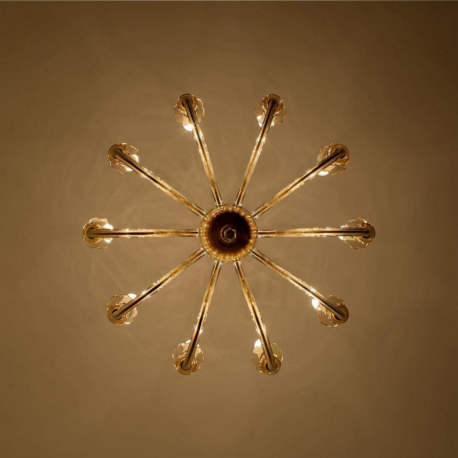 Impresionante araña de cristal de Murano de 10 brazos, Italia, 1960 en venta 2